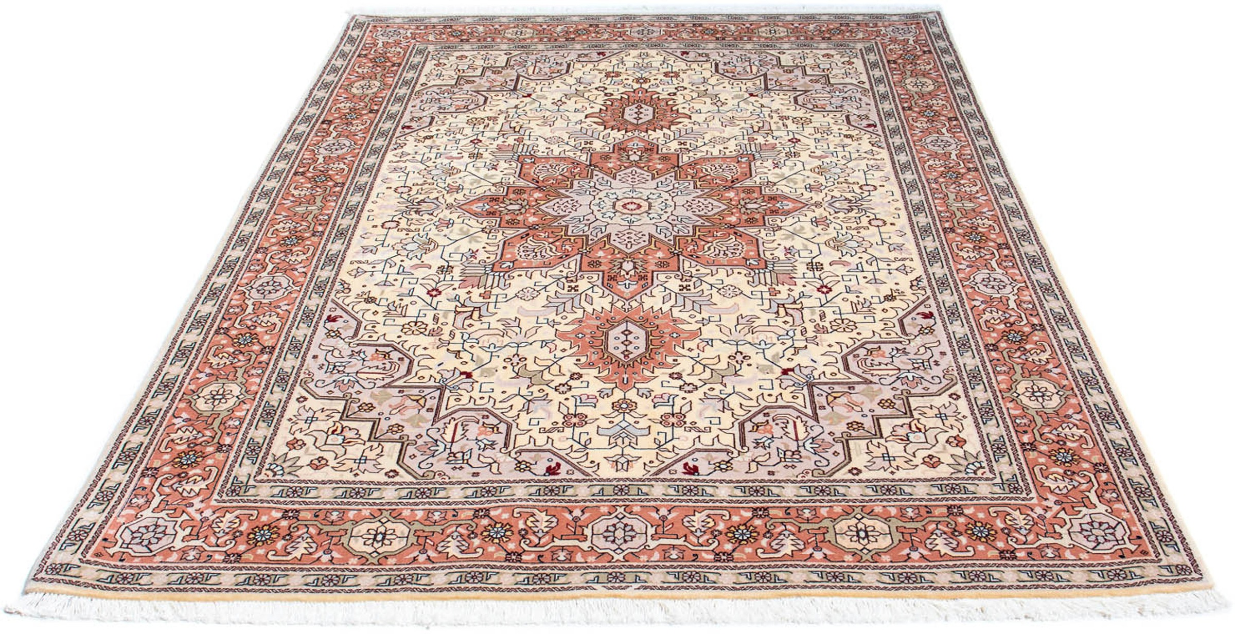 Image of morgenland Orientteppich »Perser - Täbriz - Royal - 211 x 151 cm - beige«, rechteckig, 7 mm Höhe, Wohnzimmer, Handgeknüpft, Einzelstück mit Zertifikat bei Ackermann Versand Schweiz