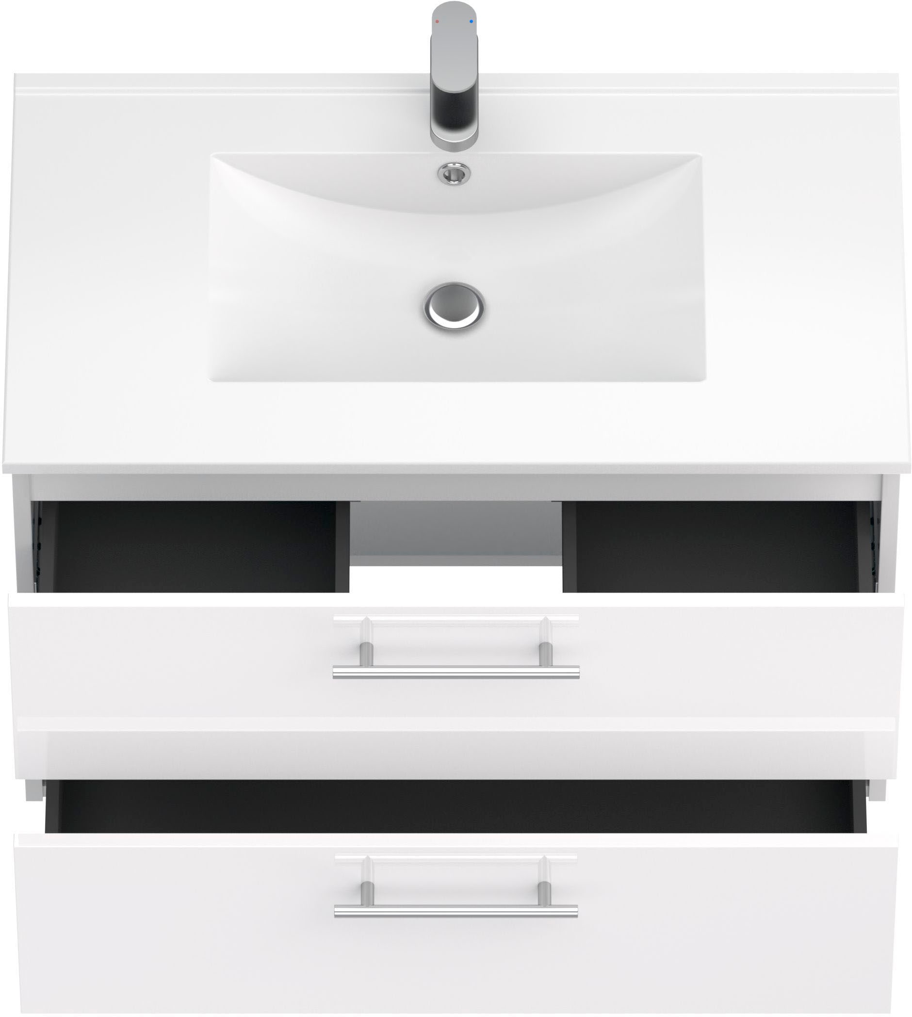 welltime Waschtisch »Athen Badschrank Badezimmer WC Unterschrank mit Becken« Set,  Waschplatz mit 2 Schubladen , Breite 80cm Softclose Bad
