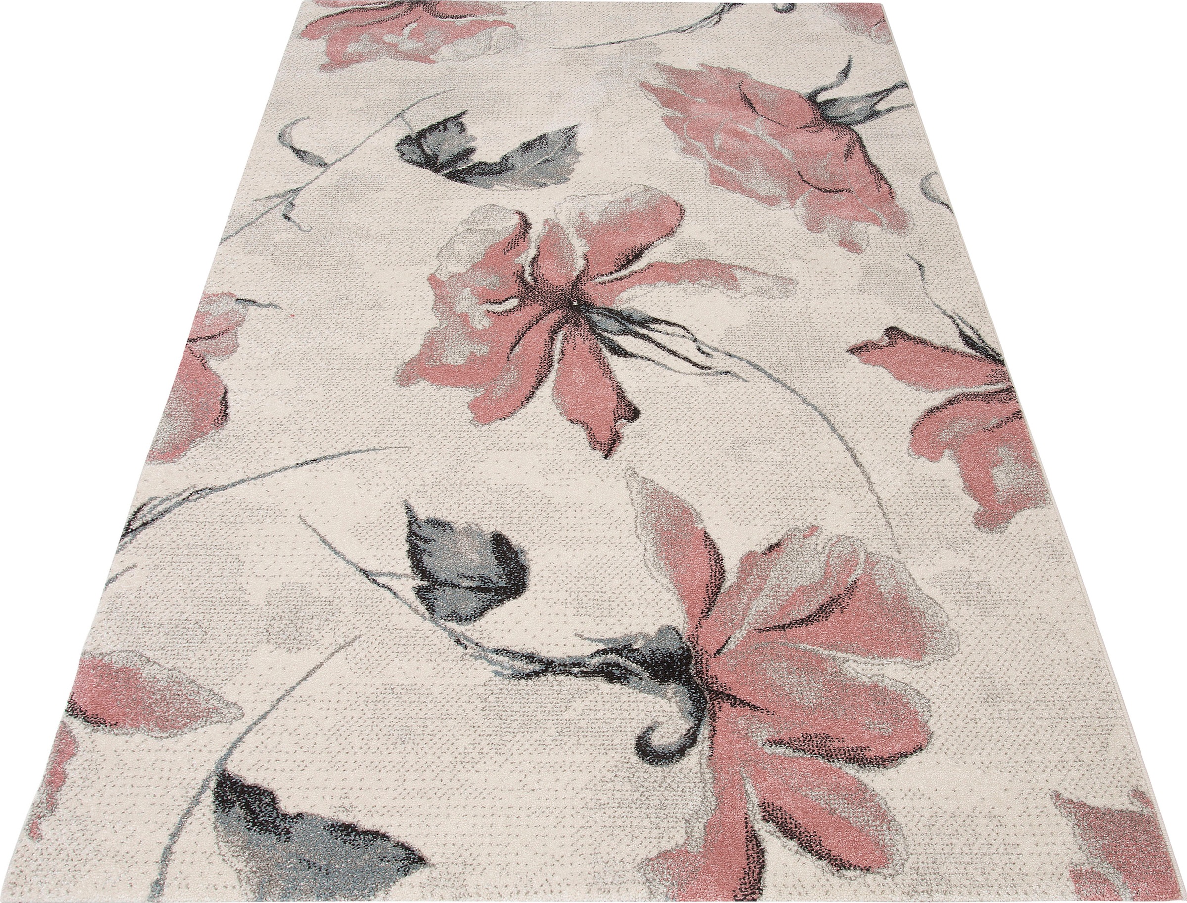 Image of my home Teppich »Sofia«, rechteckig, 13 mm Höhe, Blumen Design, flacher Teppich, florales Muster, weich, idealer Teppich für Wohnzimmer, Schlafzimmer, Esszimmer bei Ackermann Versand Schweiz