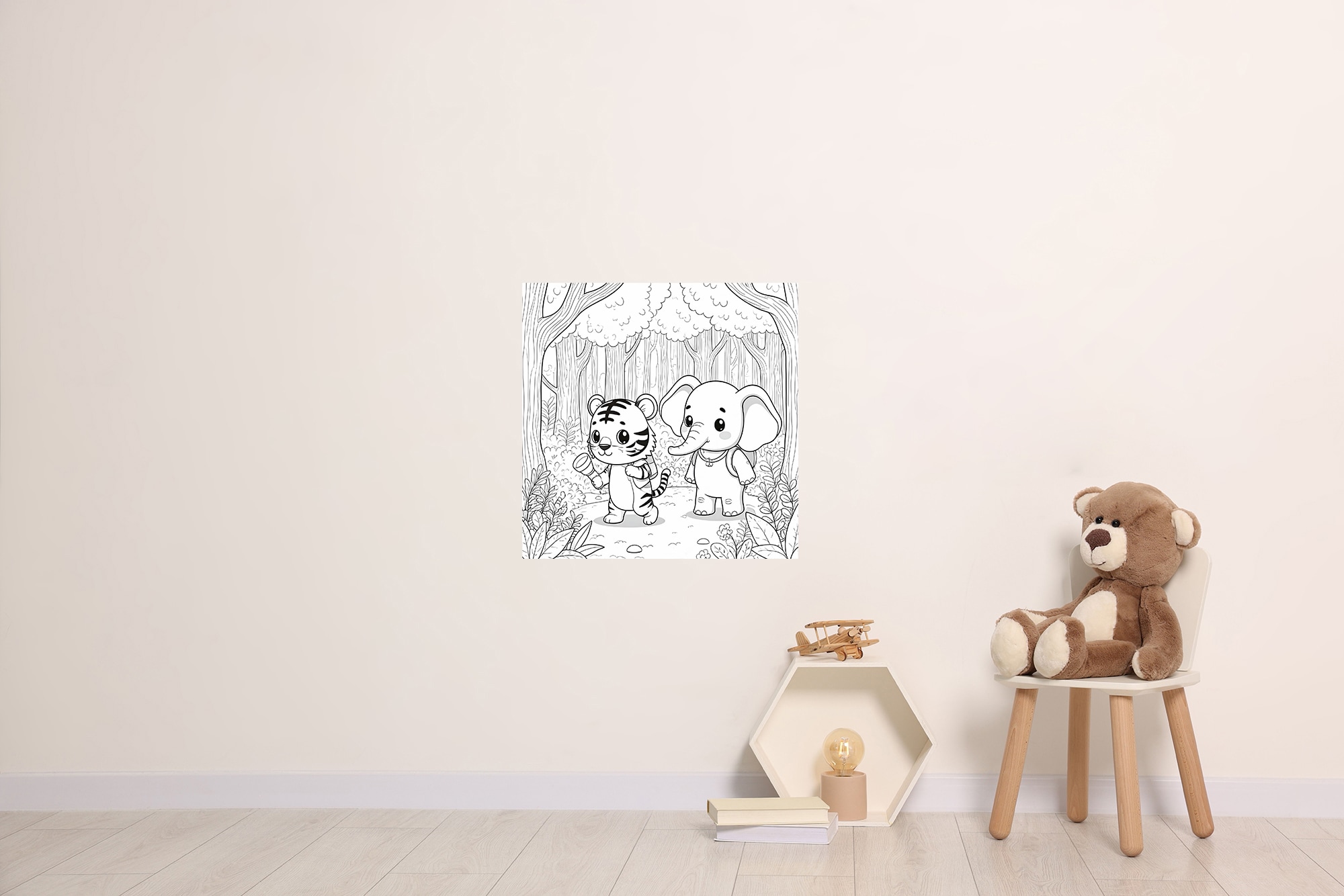 Image of queence Wandsticker "Tiger und Elefant" DIY-Wandsticker zum Bemalen