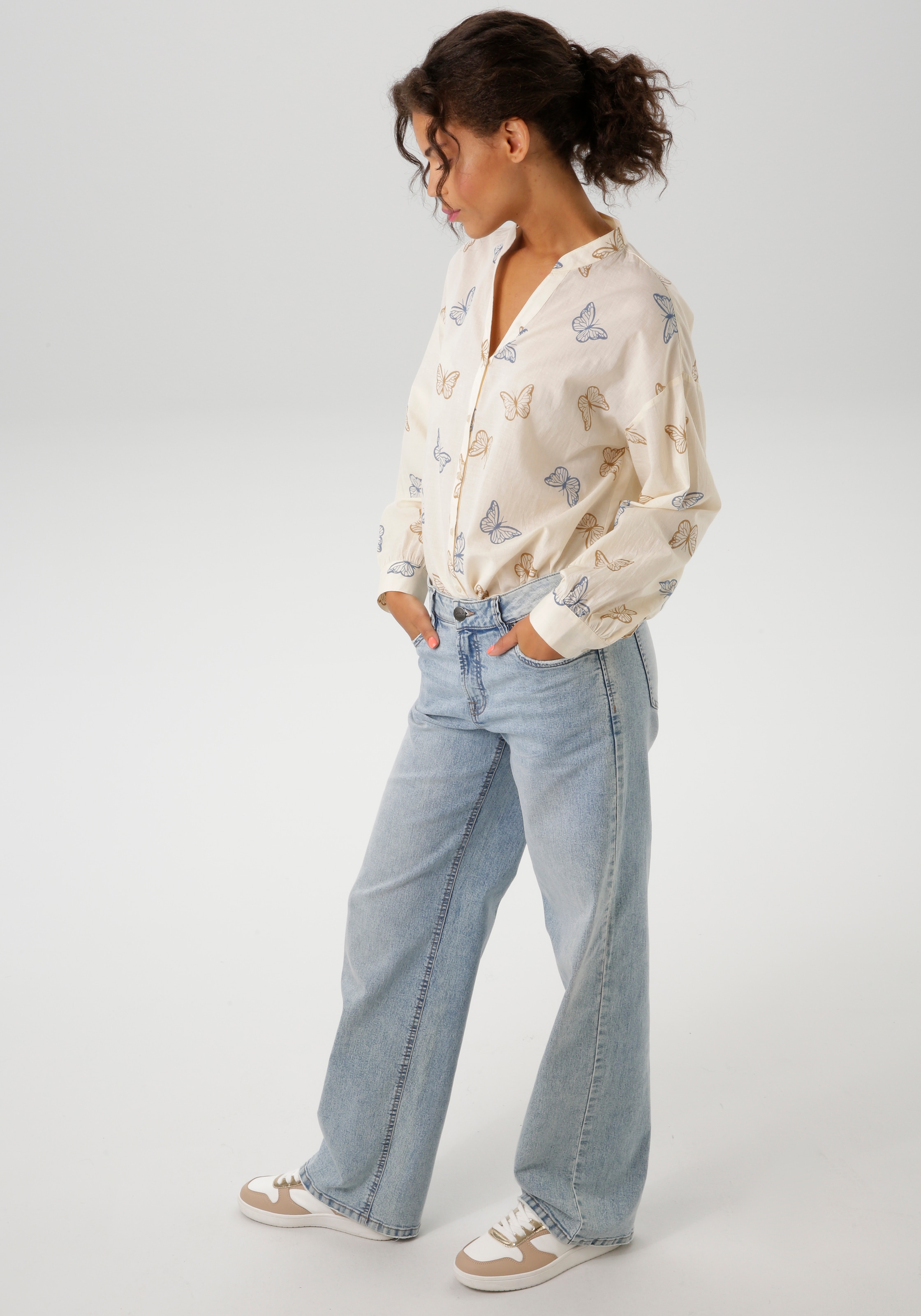 Aniston CASUAL Straight-Jeans, mit trendig weitem Bein - NEUE KOLLEKTION