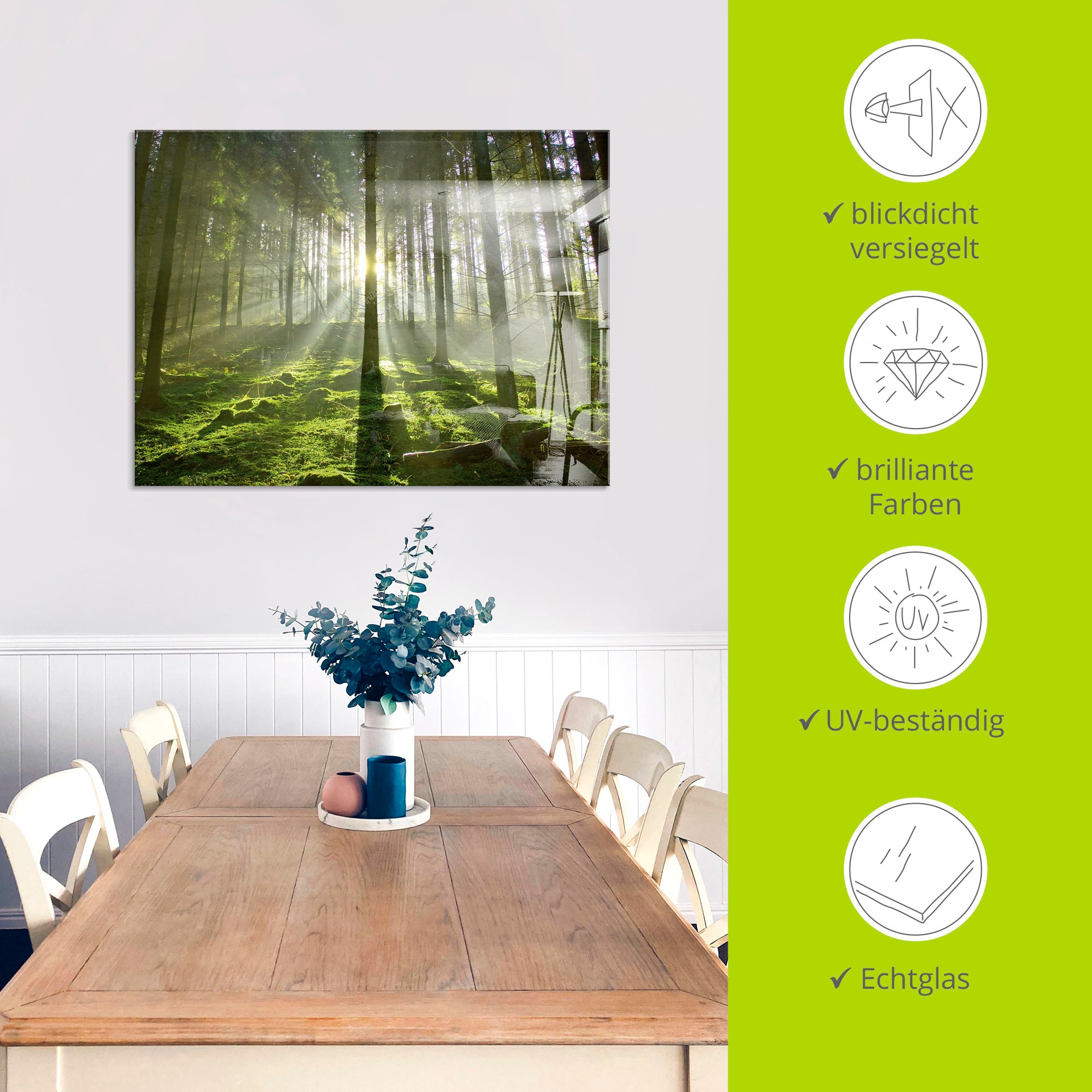 Artland Glasbild »Wald im Gegenlicht«, Wald, (1 St.), in verschiedenen Grössen