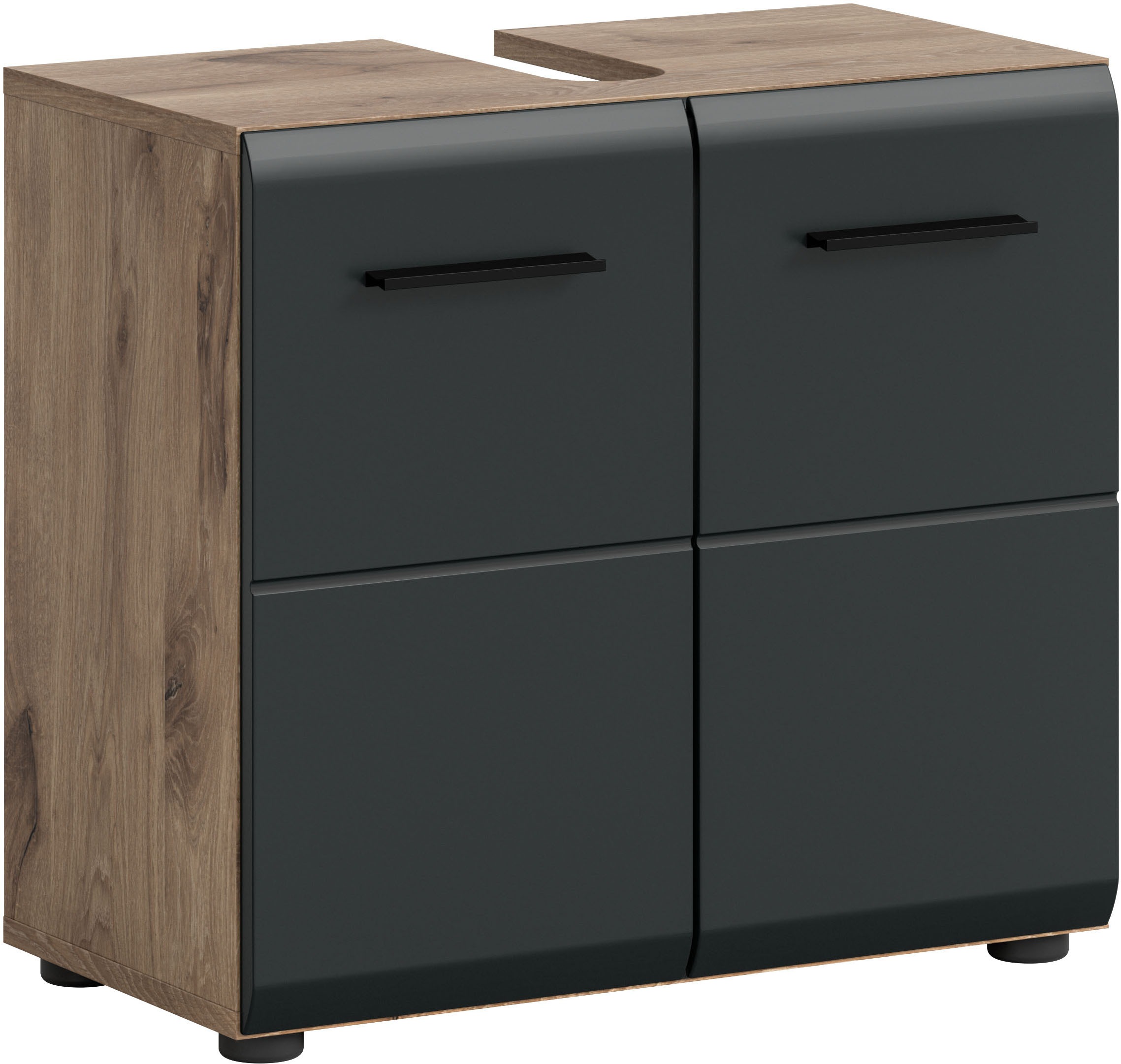 Image of welltime Waschbeckenunterschrank "FLORENZ, Breite 60cm, 1 Einlegeboden, 2 Fächer" TOPSELLER, 1 Stk. tlg. mit Siphonausschnitt, Badmöbel, Badschrank, Schrank, Kommode, Bad