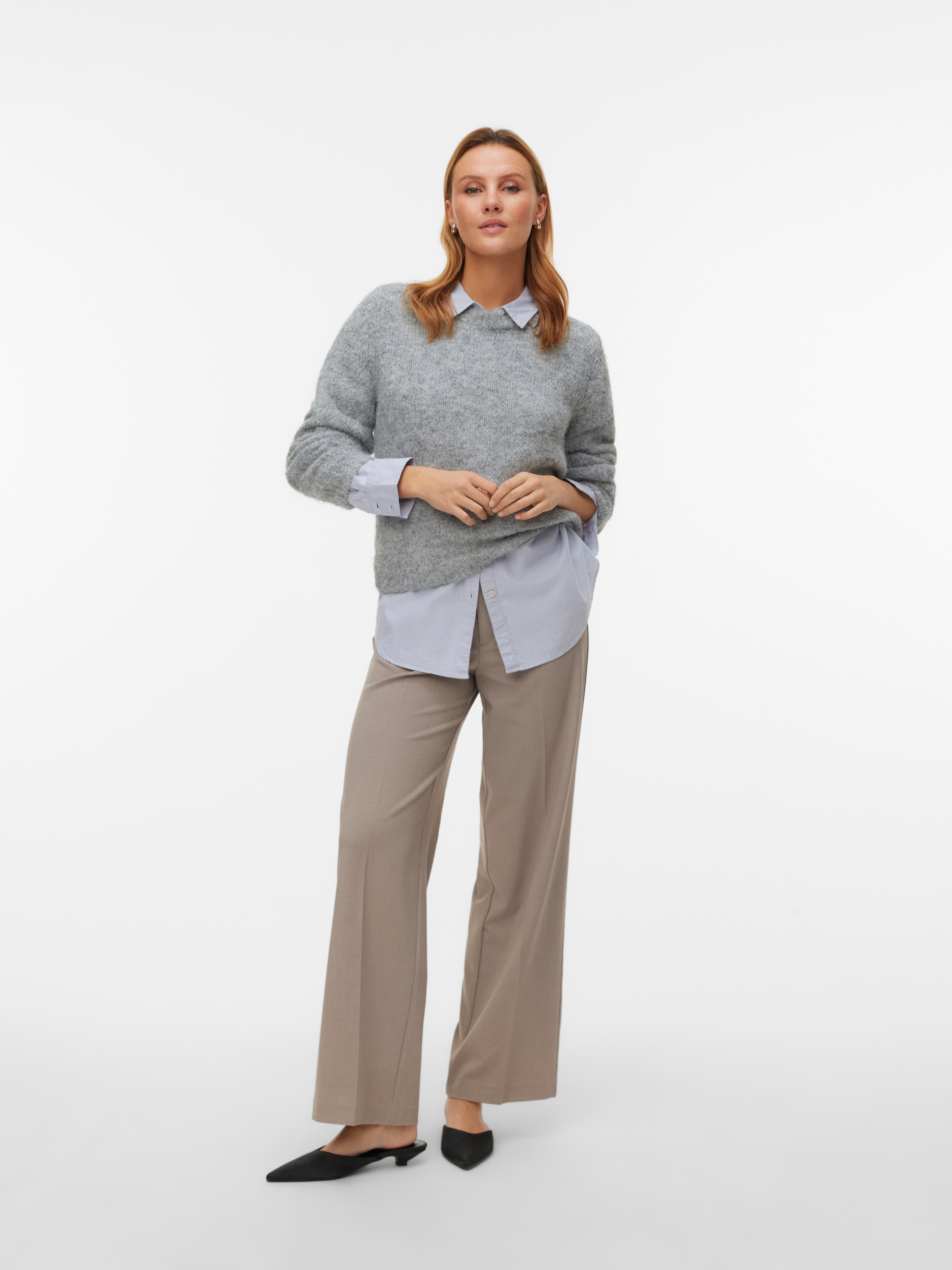 Vero Moda Pull en tricot »VMNOVAH LS O-NECK PULLOVER GA NOOS« Materialmix, regular fit