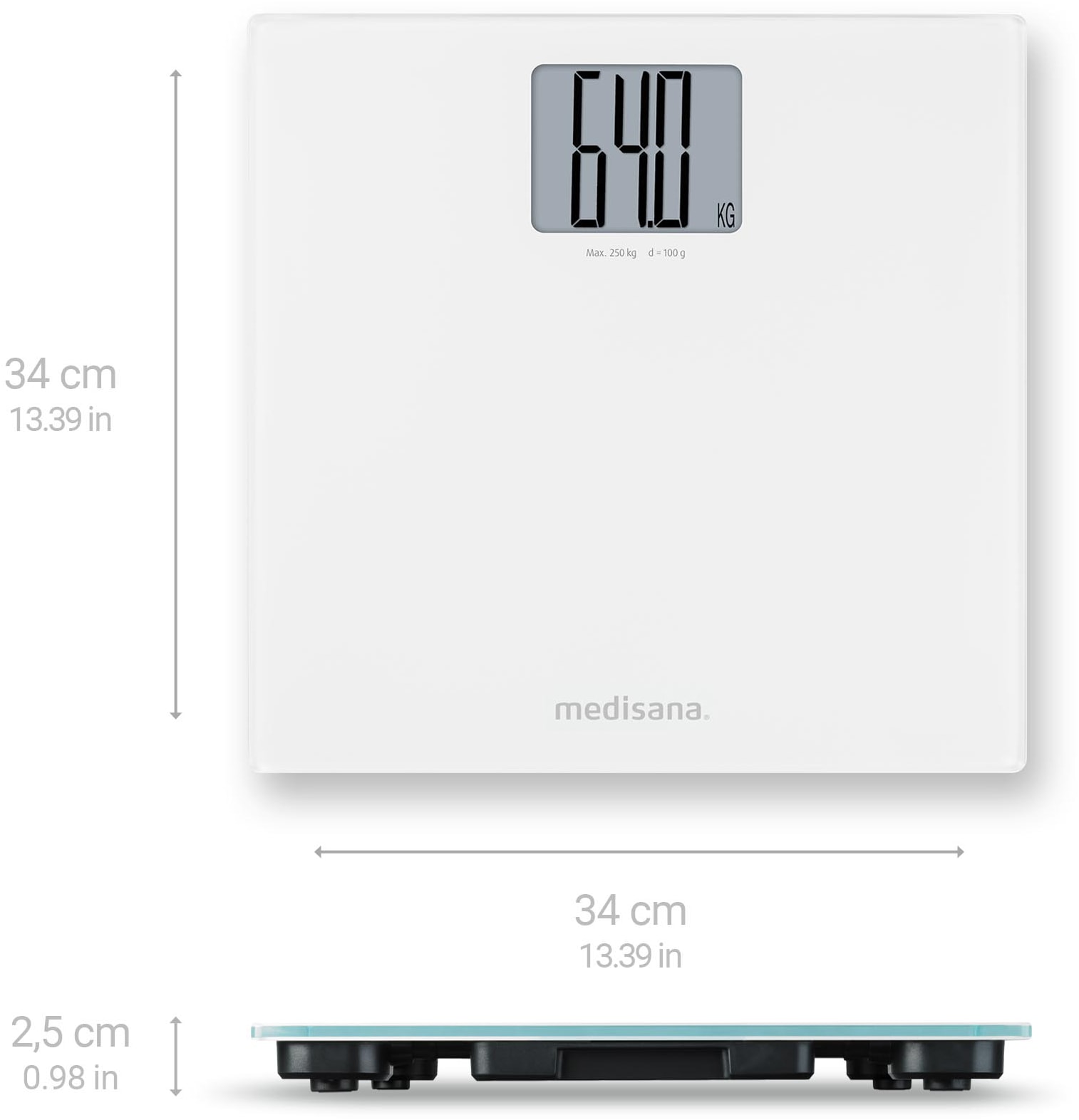Medisana Pèse-personne »PS 470 XL« Extra grosses LCD-Display mit grossen Ziffern, Tragkraft 250 kg