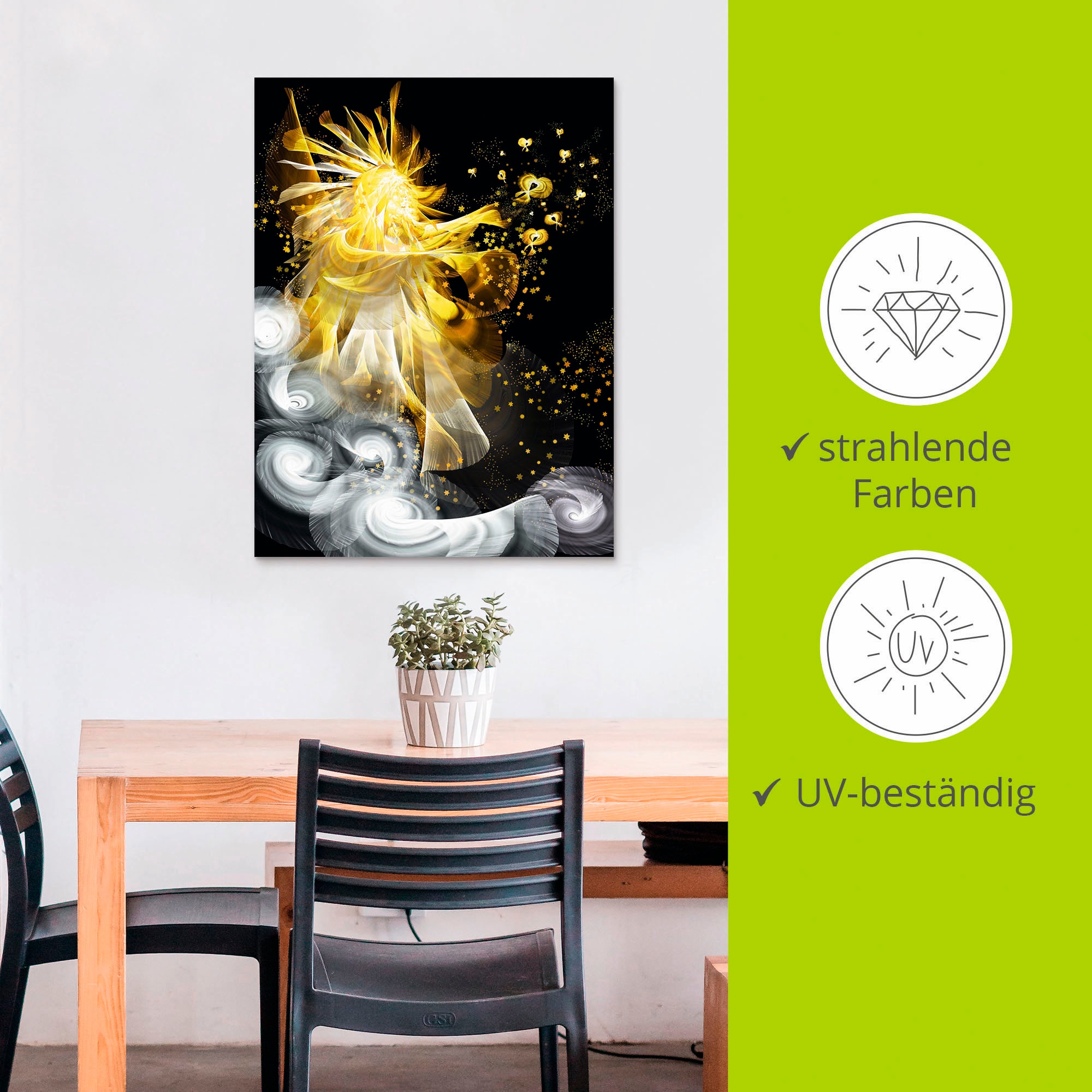Artland Alu-Dibond-Druck »Goldener Schutzengel«, klassische Fantasie, (1 St.), für Innen- und Aussenbereich geeignet, Outdoorbild
