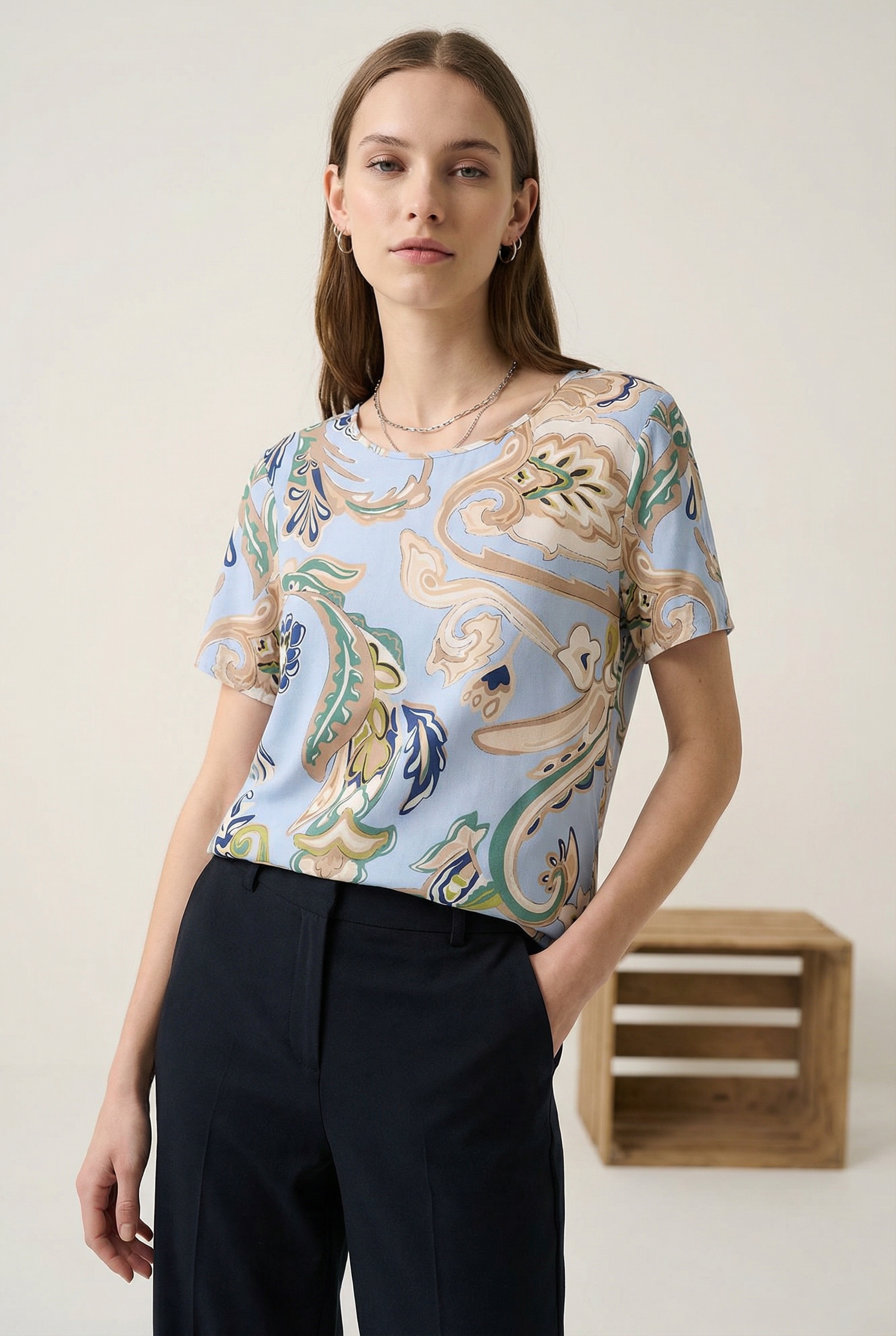 Image of soyaconcept Shirtbluse "SC-CASJA 1" aus Viskose, normale Passform, mit gemustertem Druck, pflegeleicht