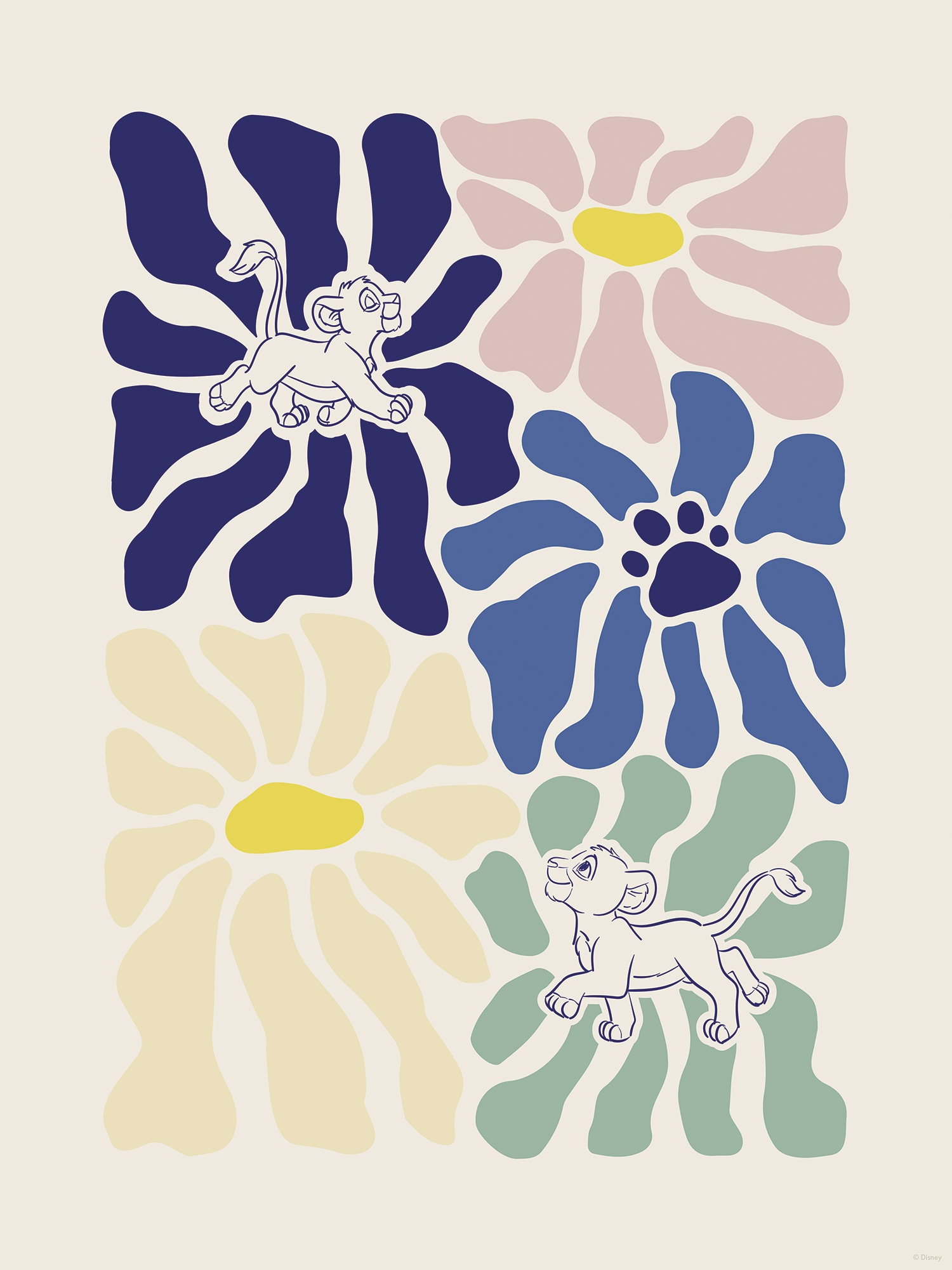 Komar Wandbild »Disney The Lion King Between Flowers« Disney Set, 1 Stk. tlg. 30 x 40 cm (Breite x Höhe) - Kinderzimmer, Dekoration