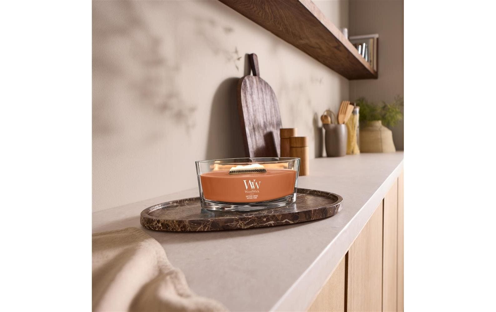 Image of Woodwick Duftkerze "Saffron Smoke Ellipse"