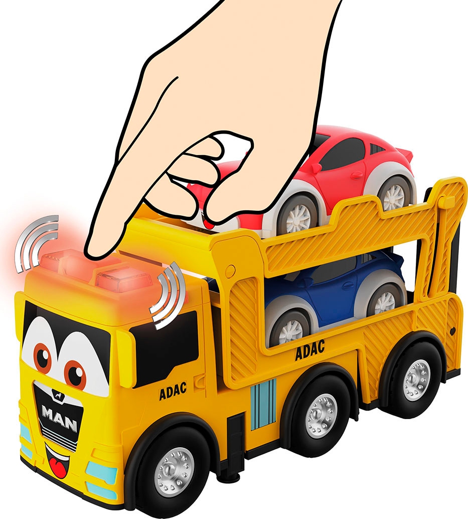 Happy People Spielzeug-Auto »ADAC MAN Autotransporter« inklusive 2 Autos; mit Licht- und Soundeffekt