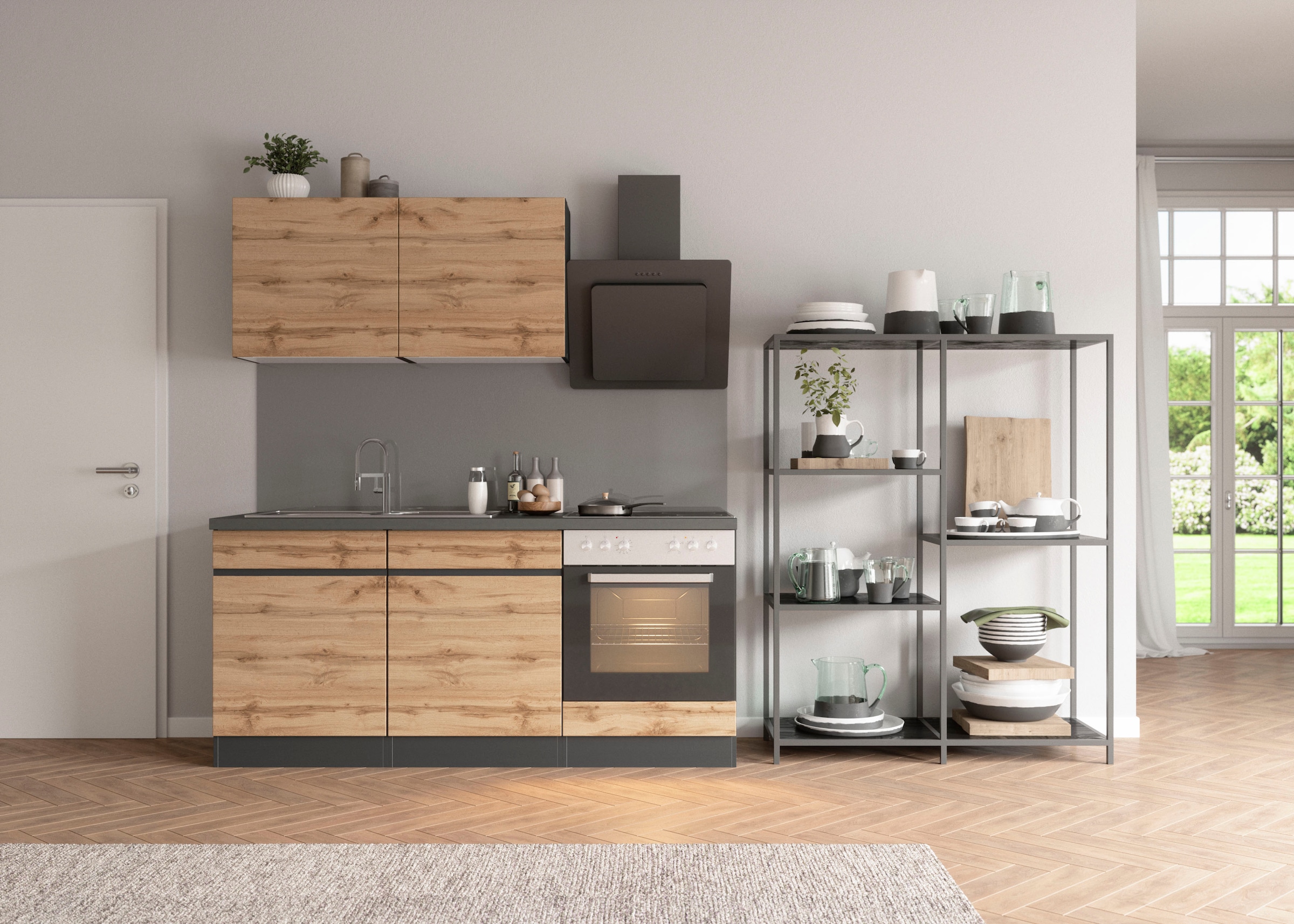 KOCHSTATION Kitchenette »KS-Riesa« largeur d’installation 180 cm, avec ou sans appareils électriques au choix
