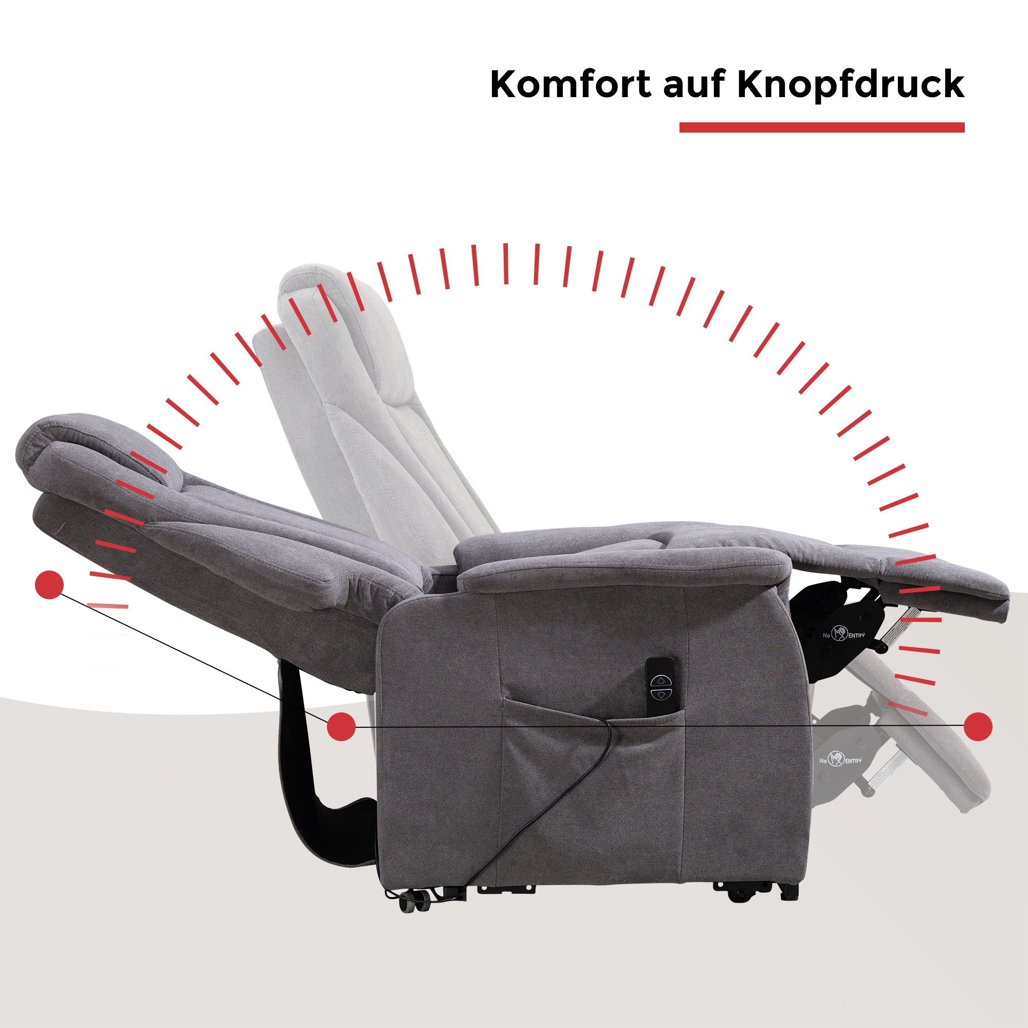 Duo Collection Fauteuil TV »Toronto XXL mit elektrischer Aufstehhilfe und Relaxfunktion« supporte jusqu'à 150kg, ressorts ensachés, suspension sur axes en acier