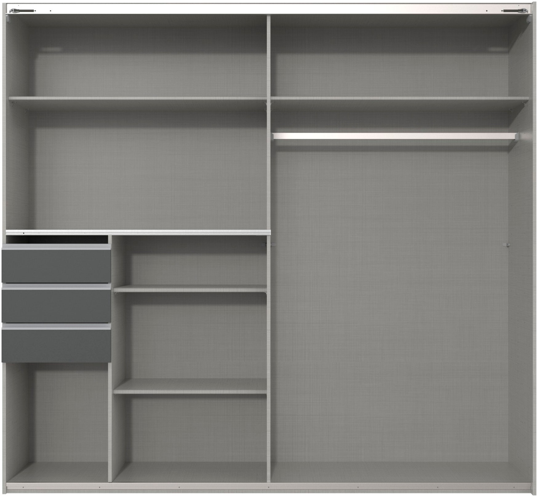 Wimex Schwebetürenschrank »Saigon, mit kompletter Innenausstattung, Made in Germany«, Kleiderschrank 2-türig, 225cm breit, mit 3 praktischen Aussenschubladen