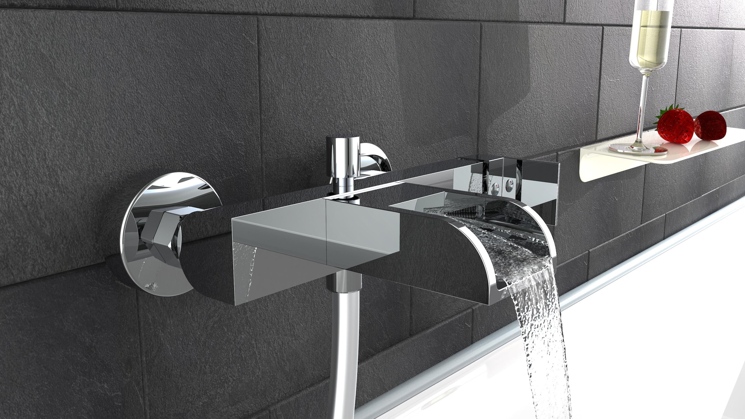 Schütte Wannenarmatur »Idrovia« Badewannenarmatur Wasserfall, Mischbatterie, Wasserhahn Bad in Chrom