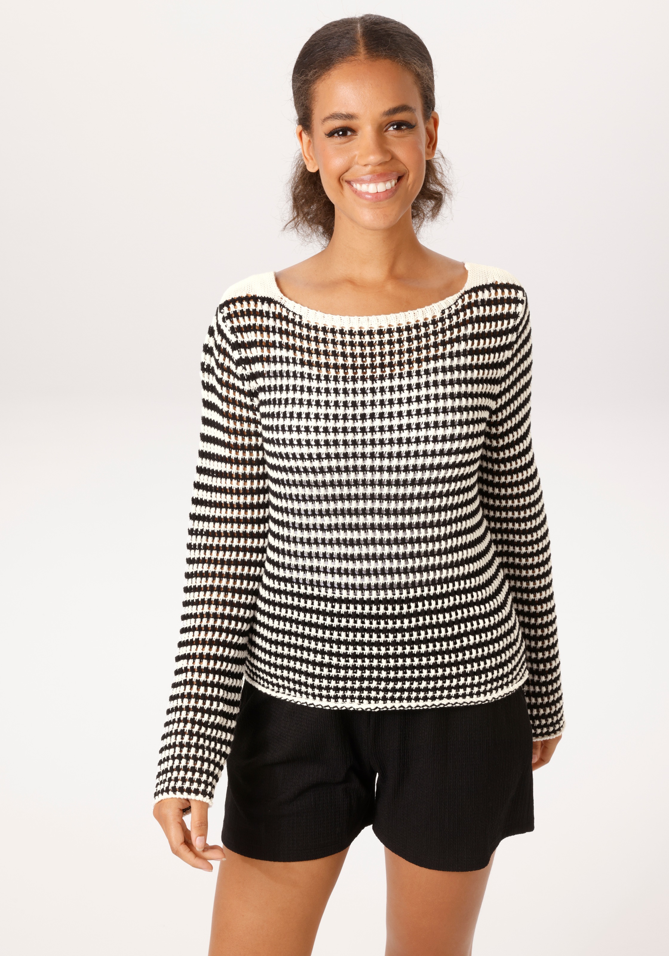 Image of Aniston CASUAL Strickpullover mit Lochmuster in Häkel-Optik