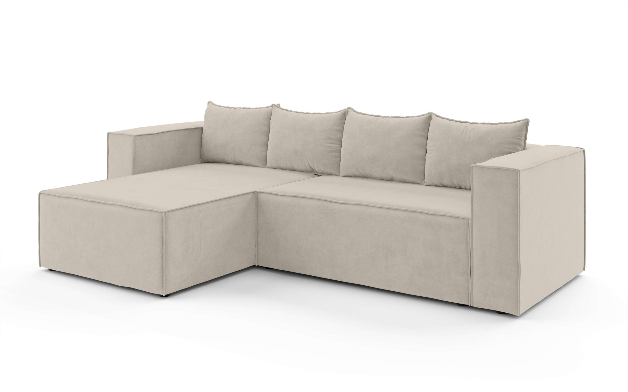 INOSIGN Ecksofa »LINCOLNVILLE mit Bettfunktion und Bettkasten, Masse B/H/T 244/76/150 cm«, L-Form mit Wellenunterfederung, Recamiere beidseitig montierbar
