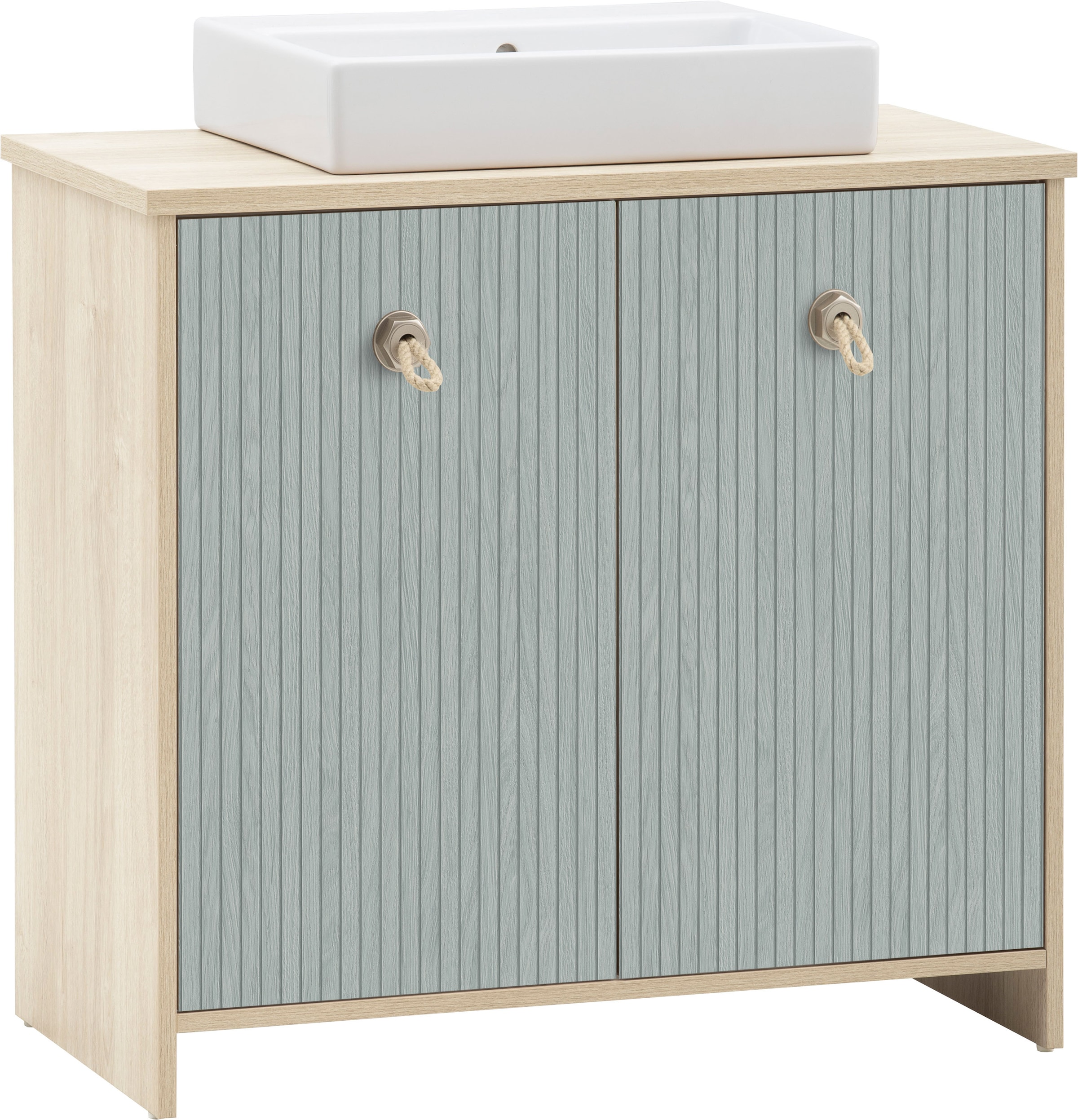 Schildmeyer Table de lavage »SONDERBY, 2 Türen, Breite 83,2 cm, MADE IN GERMANY« 2 cuis tlg. poignées en corde dans un style maritime, FABRIQUÉ EN ALLEMAGNE