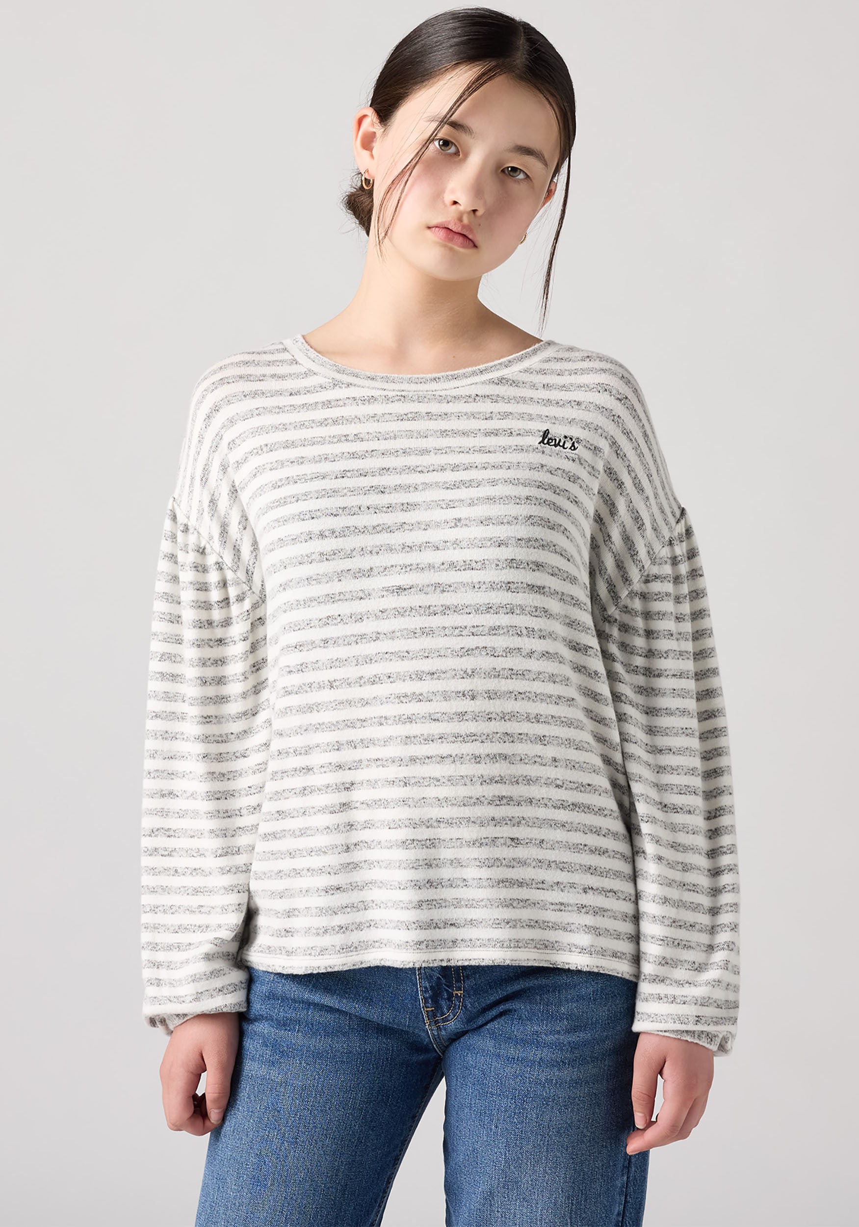 Image of Levis Kids Langarmshirt "LVG HACCI STRIPED LS KNIT TOP" in Ringeloptik, for Girls