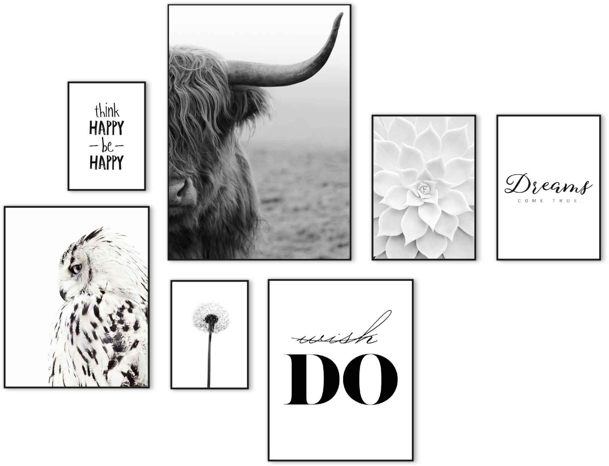 Image of Reinders! Wandbild »Wandbilder Set Träume Tier - Natur - Text - Modern - Glück«, Schriftzug, (7 St.) bei Ackermann Versand Schweiz