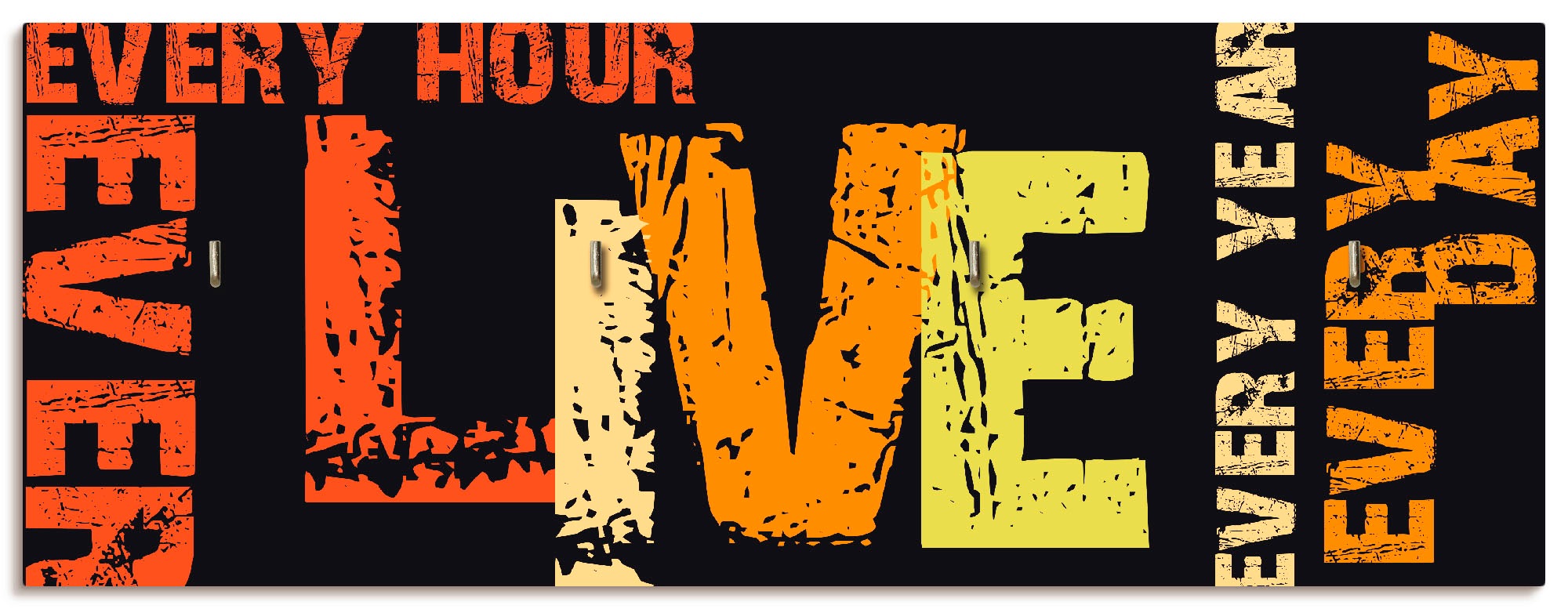 Image of Artland Hakenleiste »Wohnen«, aus Holz mit 4 Schlüsselhaken – Schlüsselboard, Schlüsselbretter, Schlüsselhalter, Schlüsselaufhänger für den Flur – Stil: Modern bei Ackermann Versand Schweiz