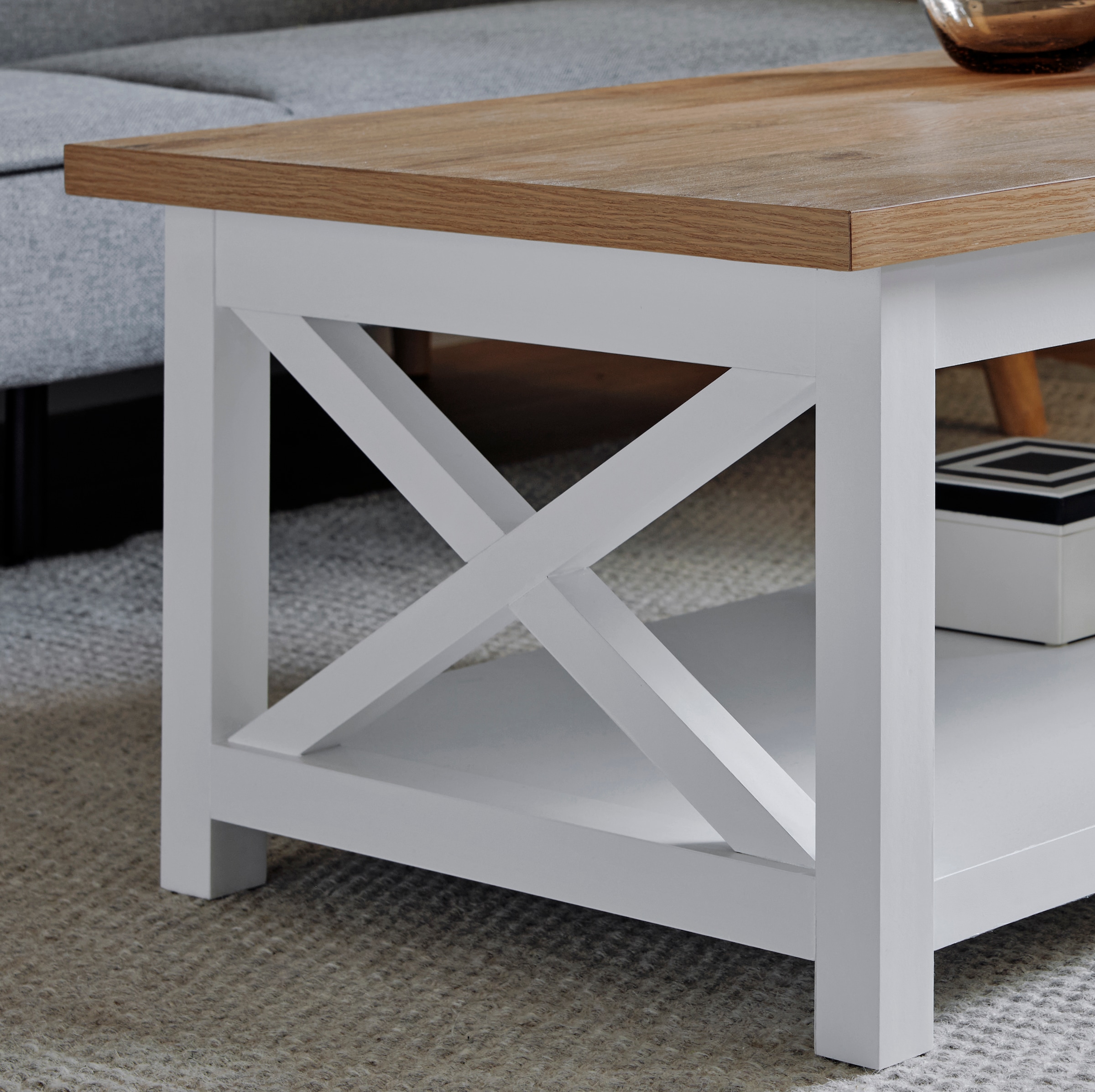 Jahnke Couchtisch »CHALET COFFEE« 1 Stk. tlg. Couchtisch, Kaffetisch, mit Ablageboden, Landhausstil, X-Design