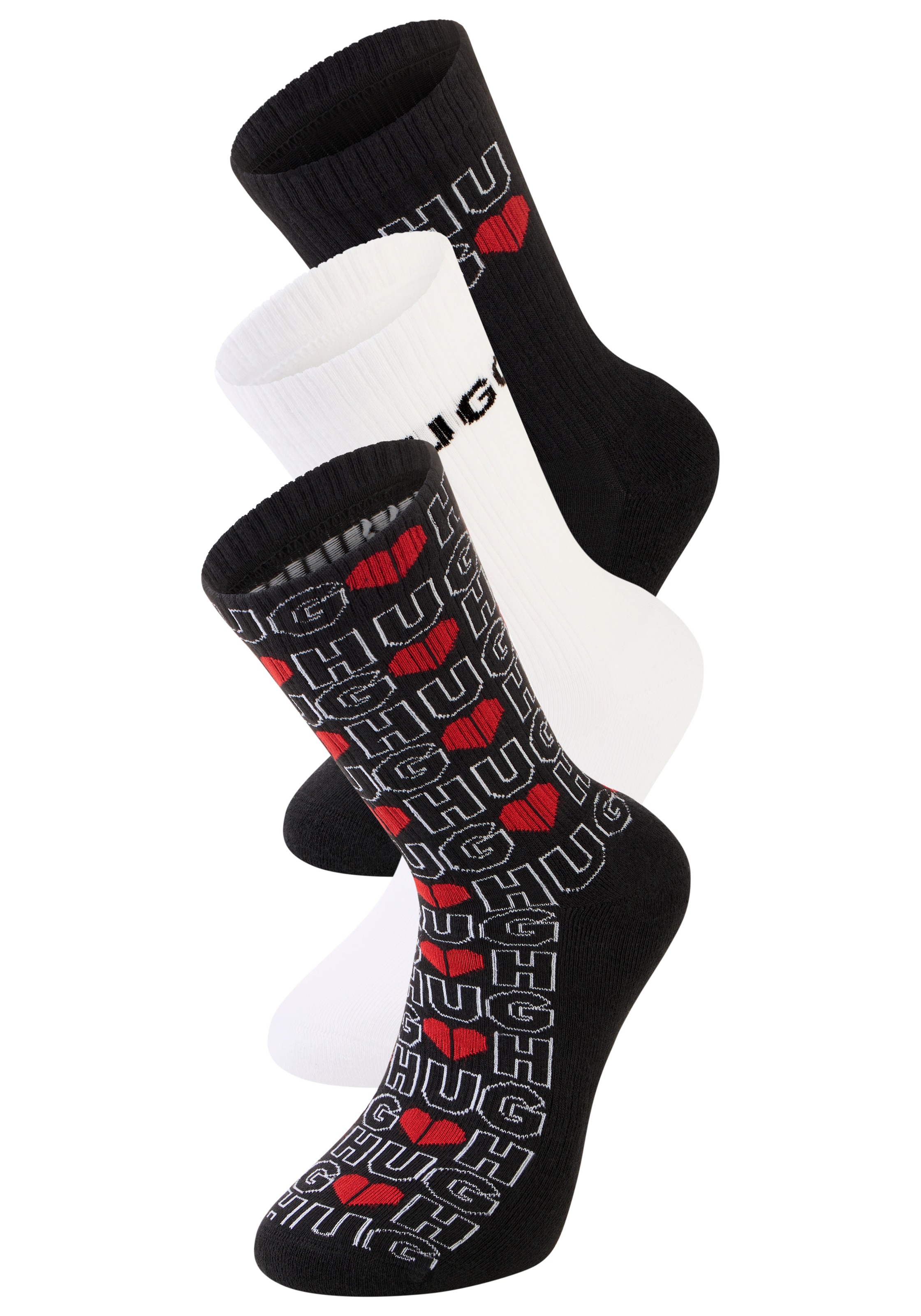 Image of HUGO Underwear Socken "VALENTINE" 3 Paar tlg. mit kreativen Logos, mit weicher Sohle