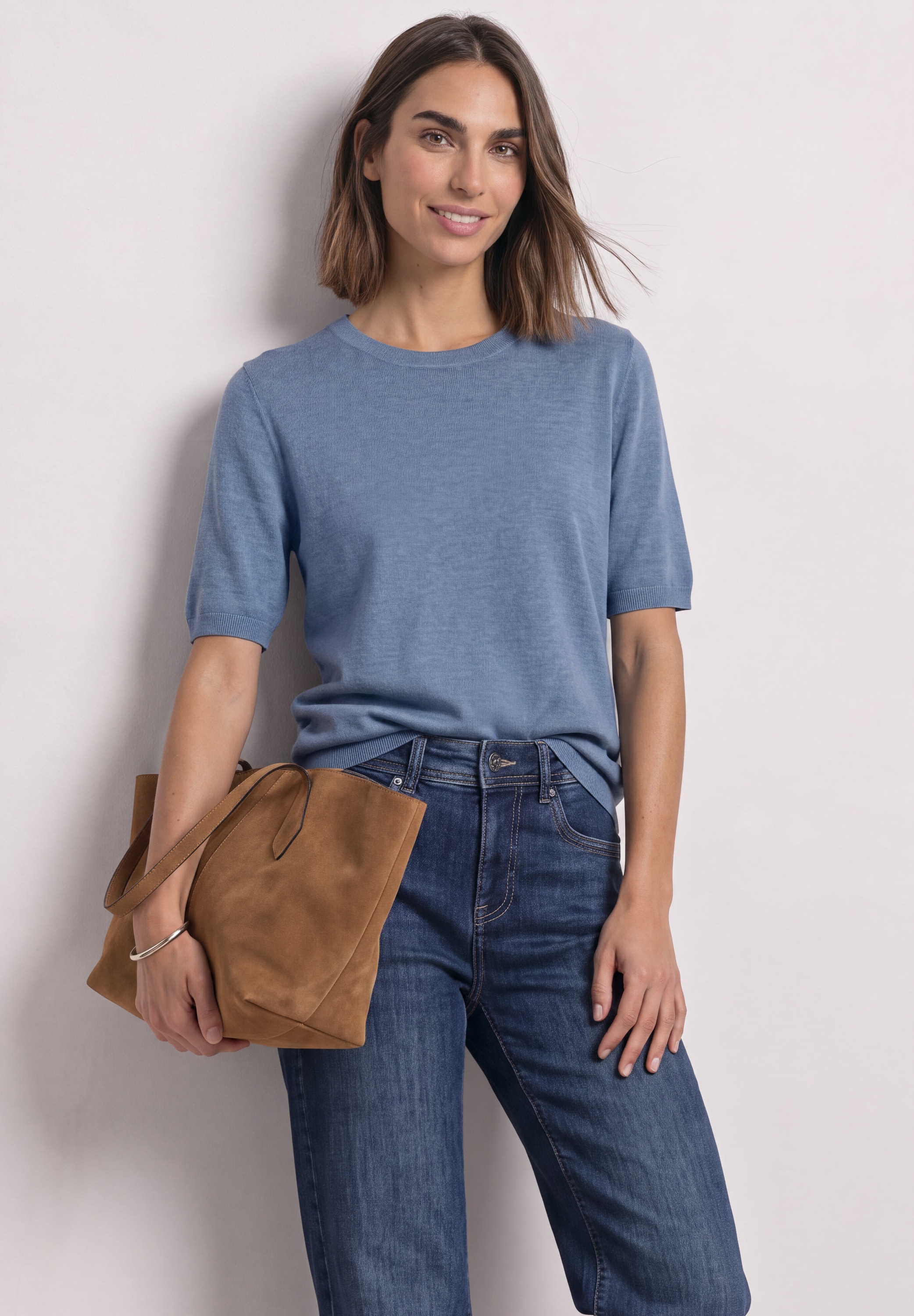 Image of STREET ONE Strickpullover Kurzarm Pullover mit Rundhals