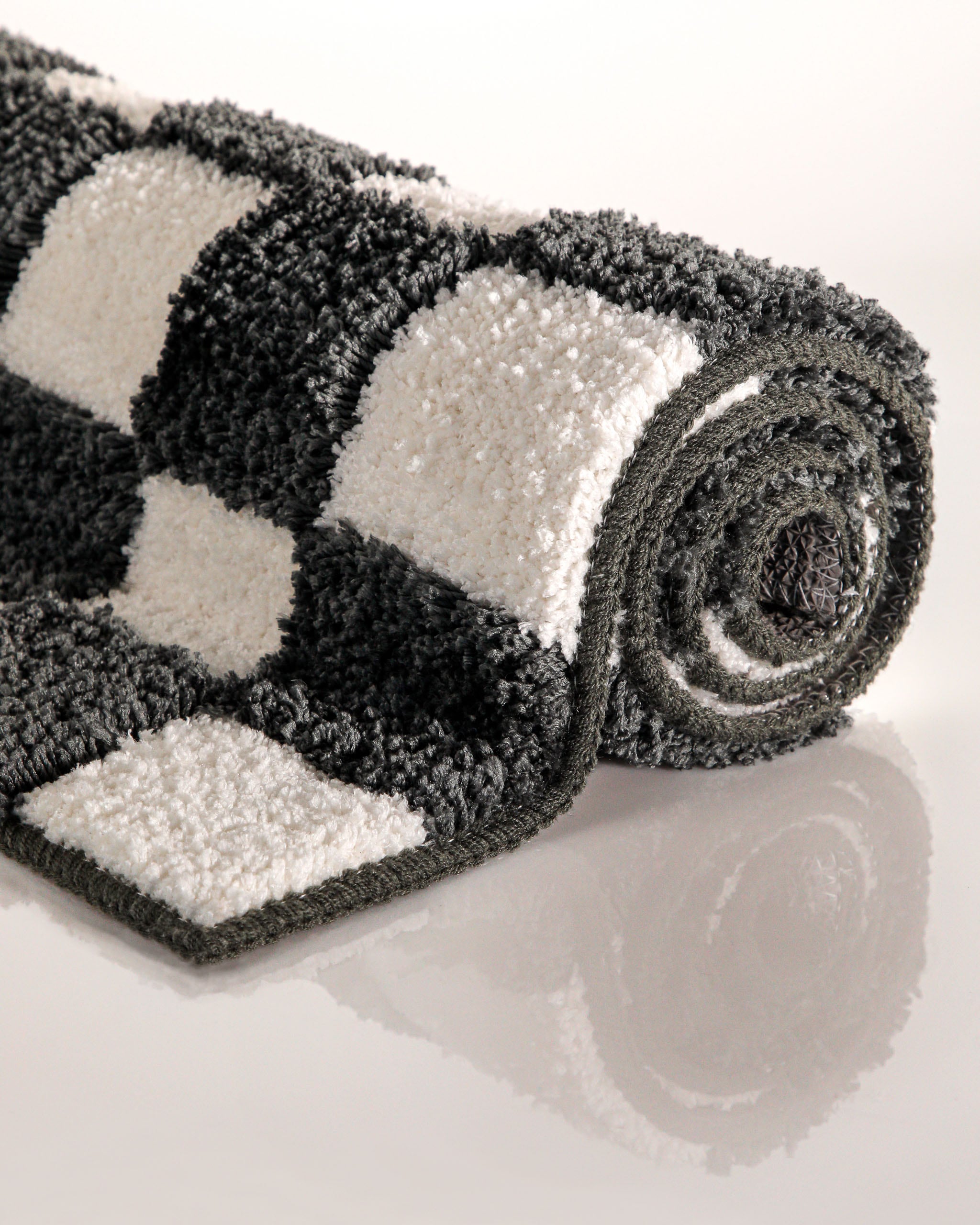 Wecon home Tapis de bain »Bobbi« Höhe 25 mm Badteppich, Schachbrett-Design, weich, rutschhemmend, waschbar
