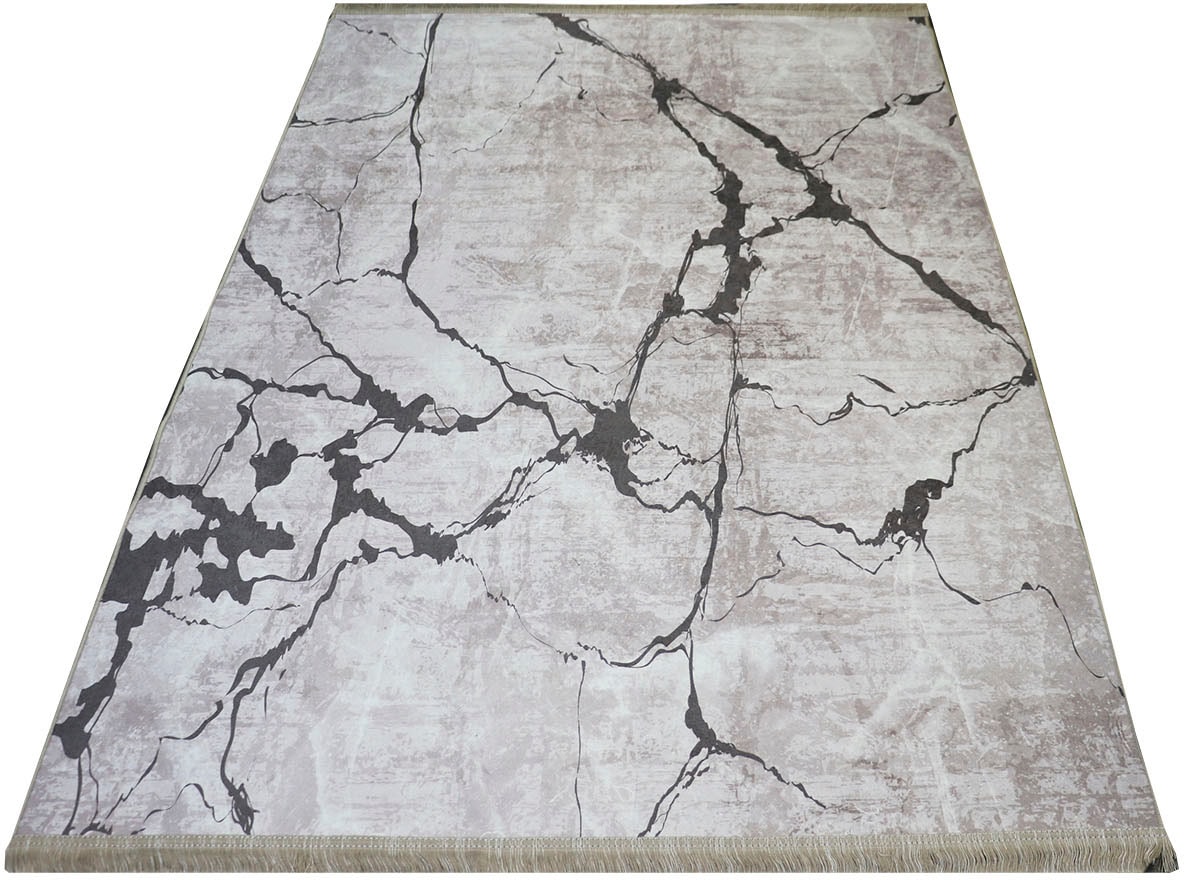 RESITAL The Voice of Carpet Teppich »Sultan 0063«, rechteckig, Flachgewebe, bedruckt, Marmor Design, mit Fransen, waschbar