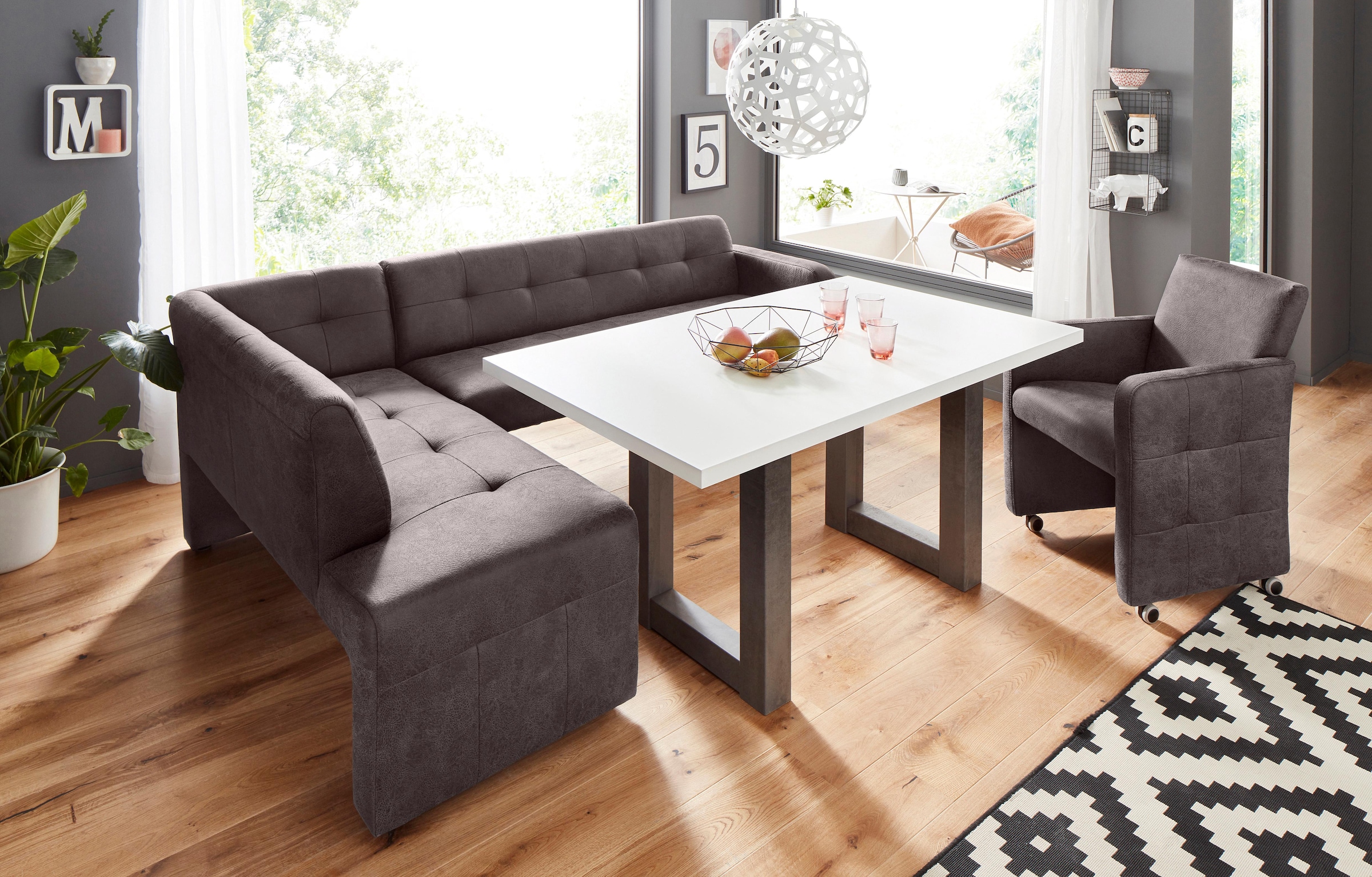 exxpo - sofa fashion Eckbank »Barista mit toller Detailverarbeitung, hohe Bodenfreiheit« Komfortsitzhöhe 49cm, Frei im Raum stellbar