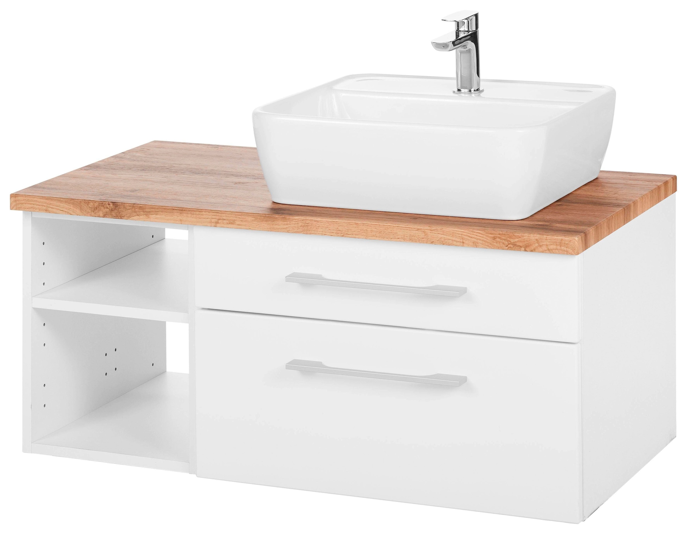 Image of welltime Waschbeckenunterschrank "Davos" Badmöbel, Waschtisch inkl. Waschbecken, Breite 90 cm
