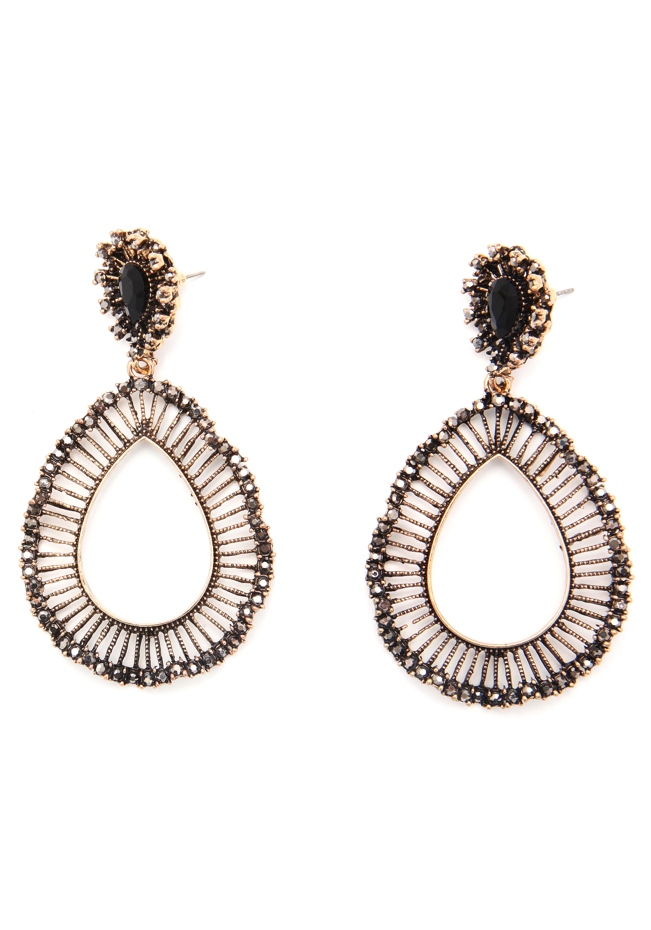 Paar Ohrstecker »Tropfen, schwarz und gelbgoldfarben«