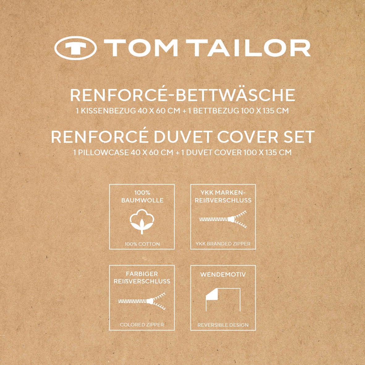 TOM TAILOR HOME Babybettwäsche »TWO-TONE SOLID COLORS in Gr. 100x135cm« 2 Stk. new bedroom, gewebtes Label