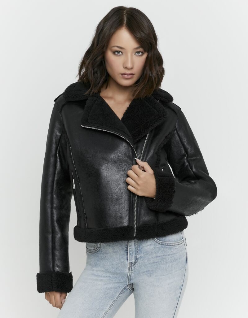 Image of Tally Weijl Lederimitatjacke "SJAPUTUSU" in Lederoptik mit Reverskragen, Zipper und Teddyfutter