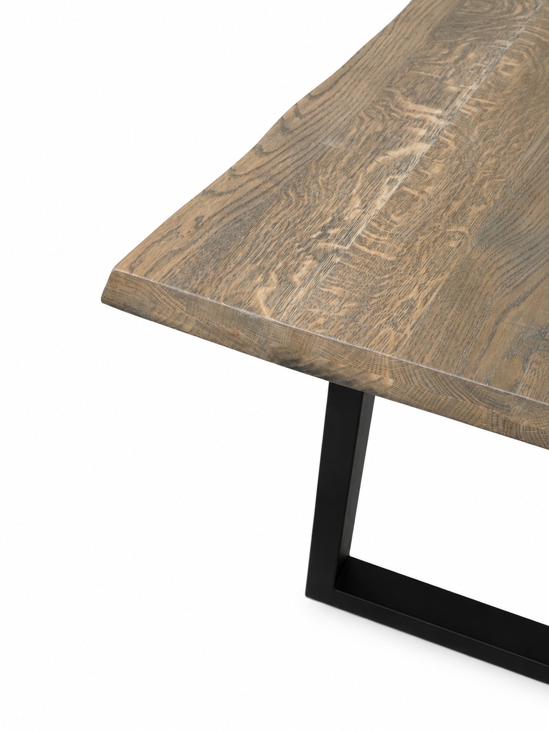 GOODproduct Esstisch »»AARHAUS« Speisetisch, Küchentisch, Wohntisch, Esszimmertisch« Wildeiche geölt Natur/Smoke, Baumkante, U-Gestell schwarz Metall