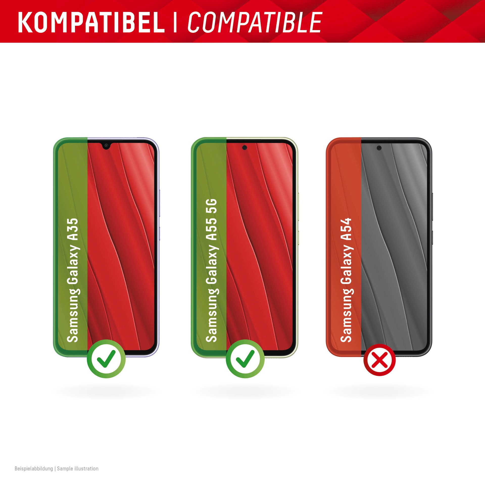 Displex Displayschutzglas »Smart Glass« für Samsung Galaxy A35;Samsung Galaxy A55 5G 1 Stk. tlg. Bildschirmschutz, Displayschutzfolie,Einfach anbringen,kratz-&stossfest