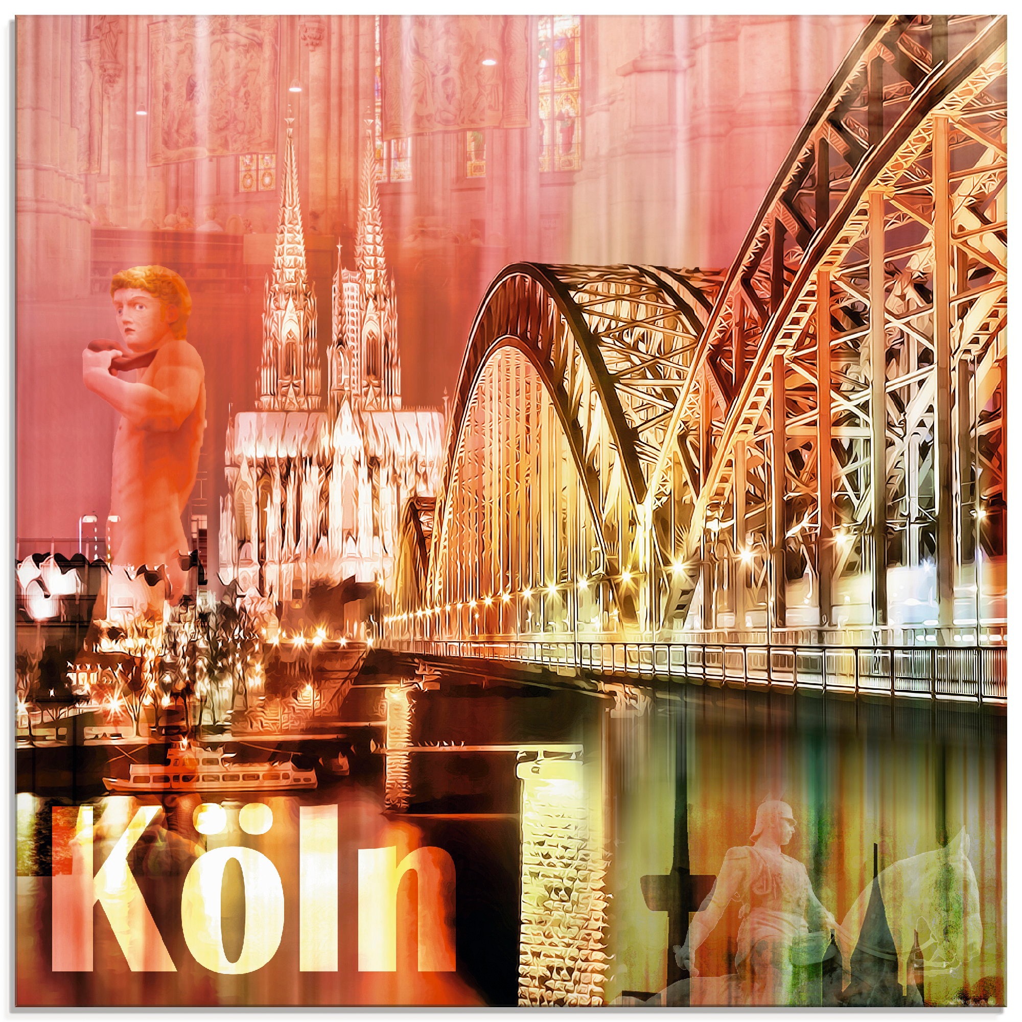 Image of Artland Glasbild »Köln Skyline Abstrakte Collage«, Gebäude, (1 St.) bei Ackermann Versand Schweiz