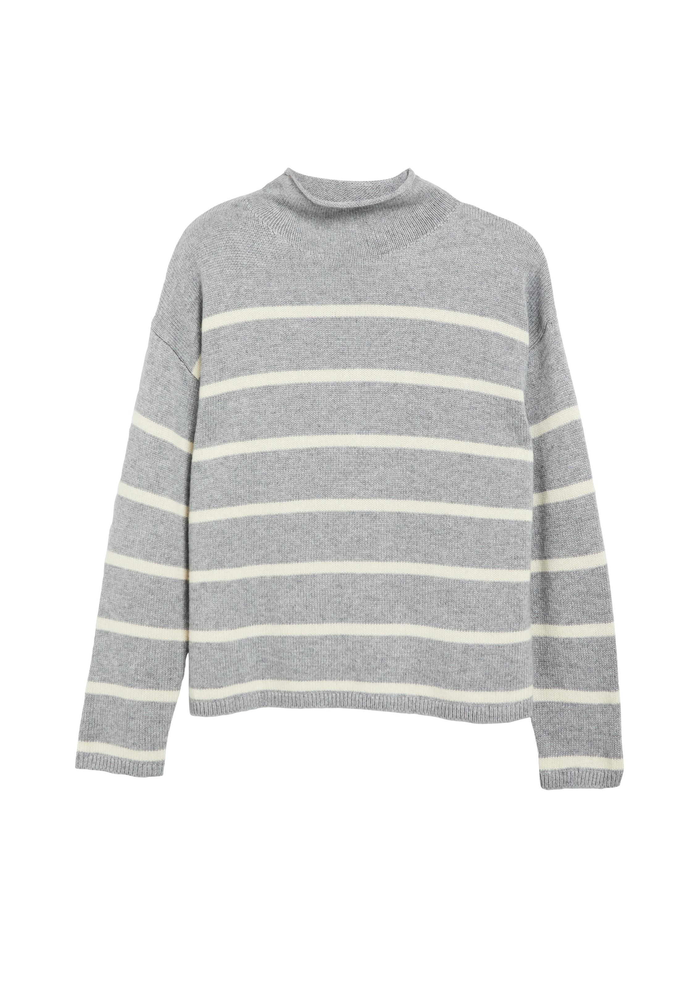 s.Oliver Strickpullover im Streifen-Look und mit Stehkragen / Wolle