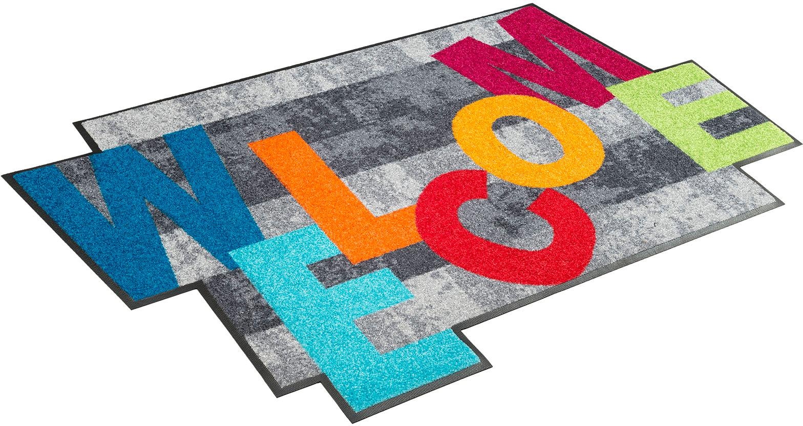 Image of wash+dry by Kleen-Tex Teppich »Crazy Welcome«, rechteckig, 7 mm Höhe, mit Spruch, rutschhemmend, In- und Outdoor geeignet, waschbar bei Ackermann Versand Schweiz
