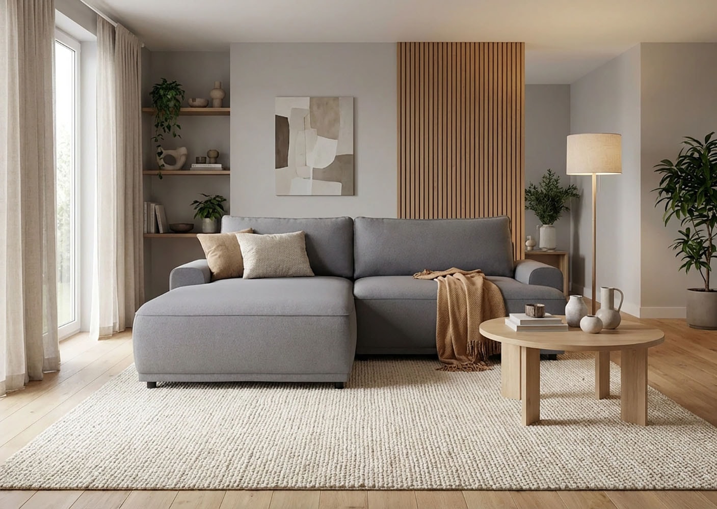 Image of TRENDMANUFAKTUR Ecksofa "Fordon, Schlafsofa mit Bettkasten, Couch in L-Form, Breite 250 cm" in Struktur LUMOS, 3D-Effekt, anthrazit, Recamiere links