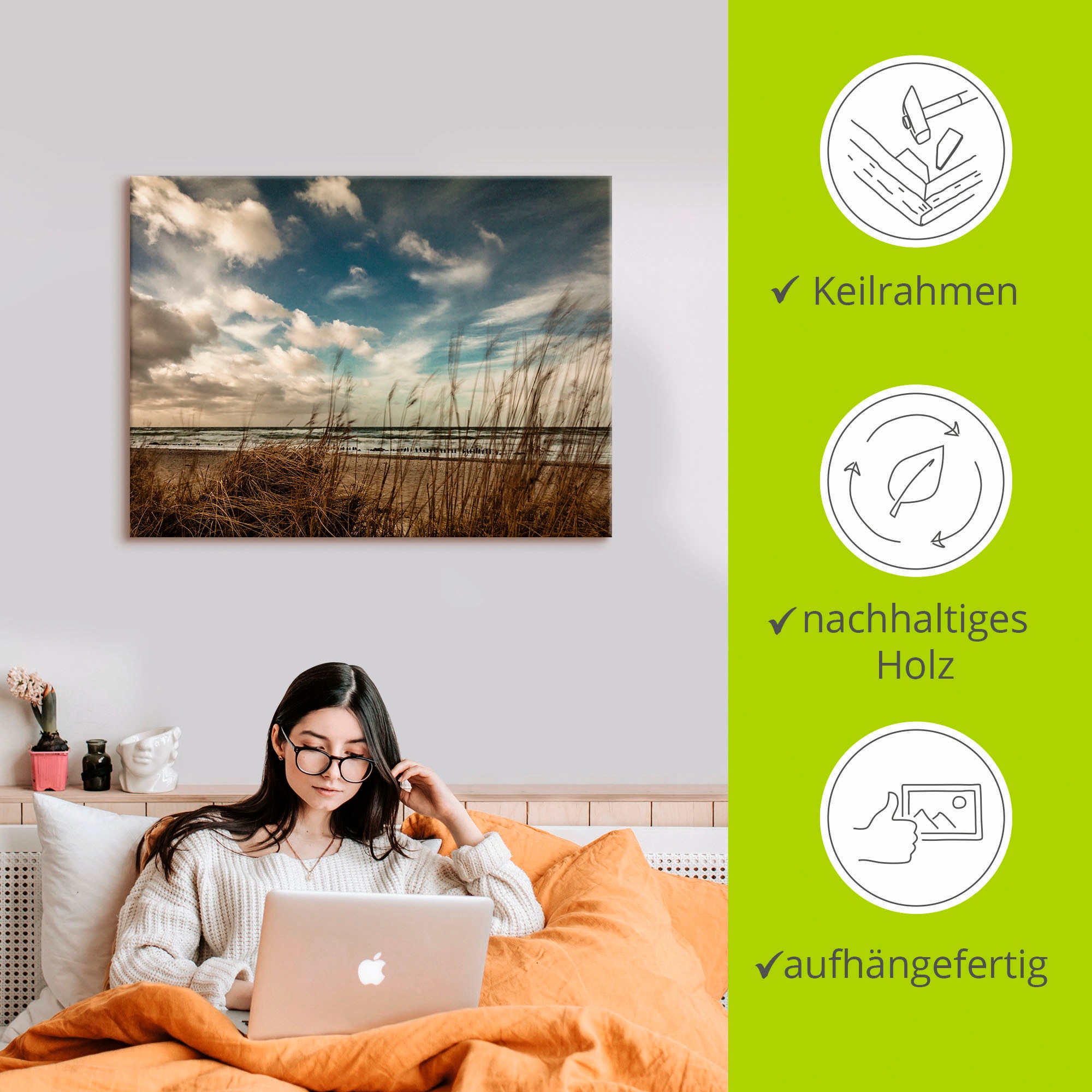 Artland Leinwandbild »An der Küste der Ostsee« Gewässer 1 Stk. tlg. auf Holzrahmen gespannt