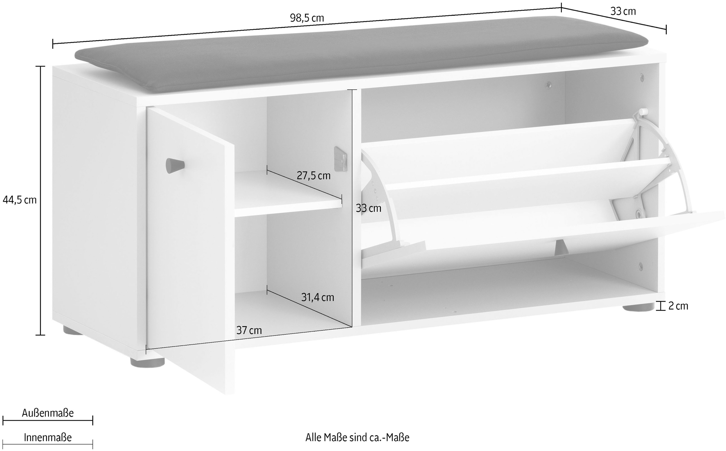 Schildmeyer Schuhschrank »Lovund, Breite 98 cm«, Inklusive Dekokissen