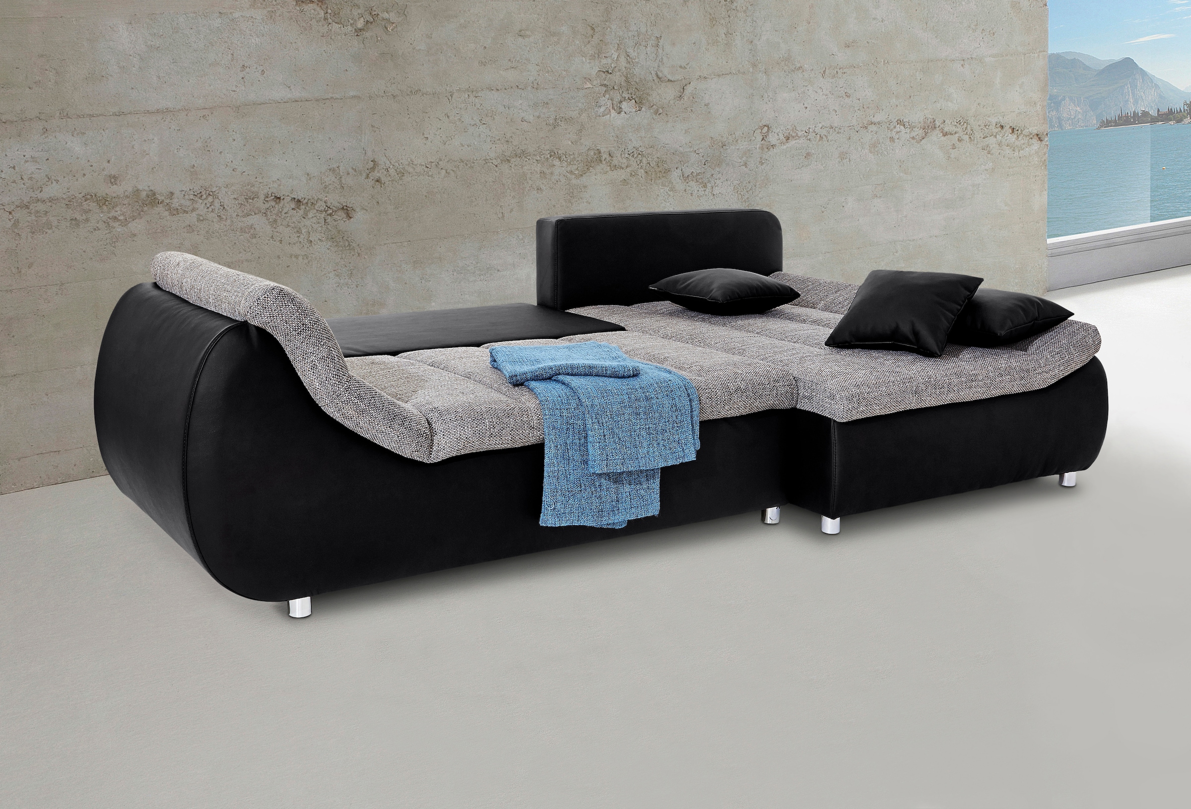 INOSIGN Ecksofa »Imola elegant und bequem, aktuelle Steppung im Sitz, L-Form«, wahlweise mit Bettfunktion