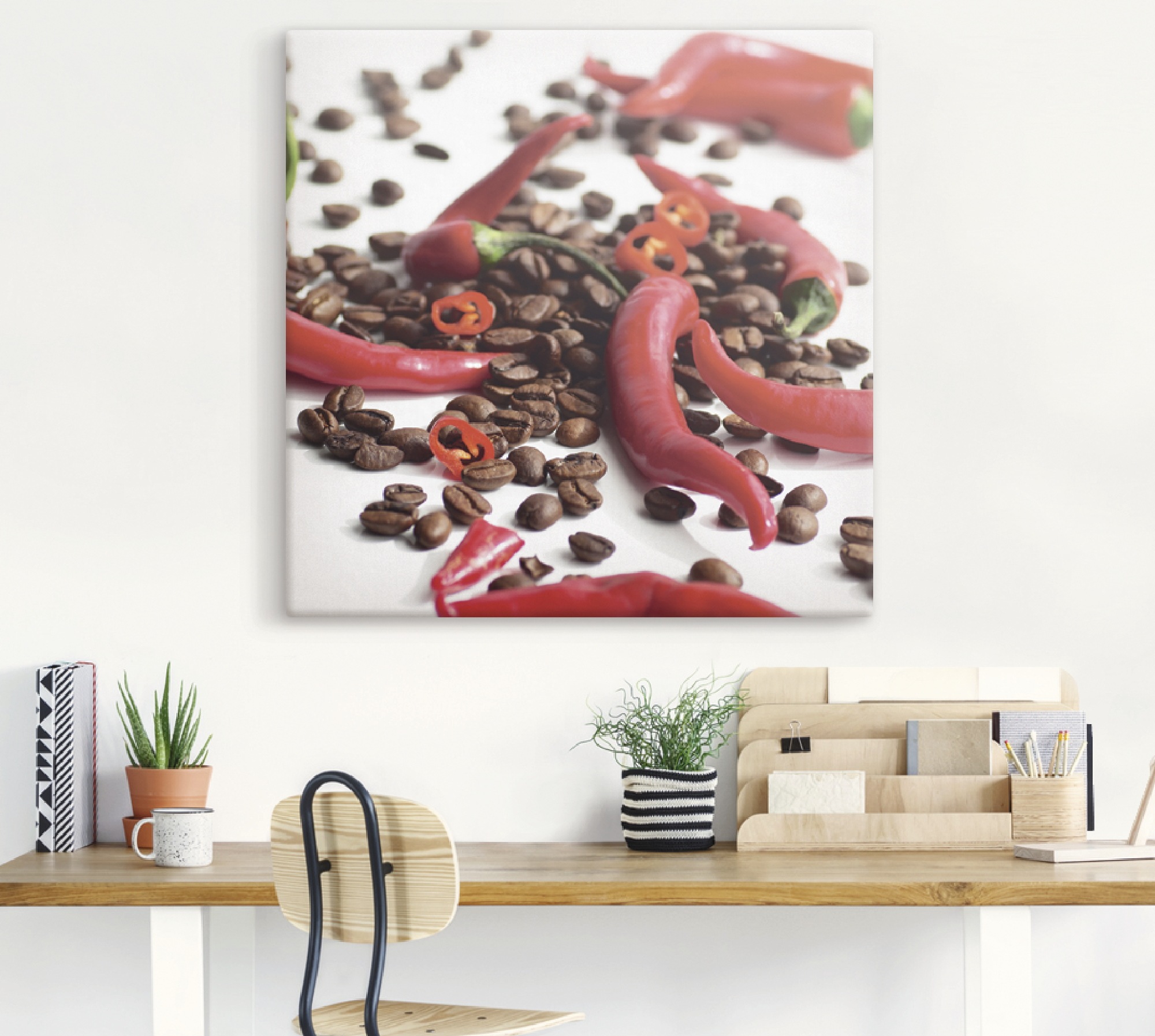 Artland Wandbild »Frische Chili auf Kaffee«, Lebensmittel, (1 St.), als Leinwandbild, Poster in verschied. Grössen