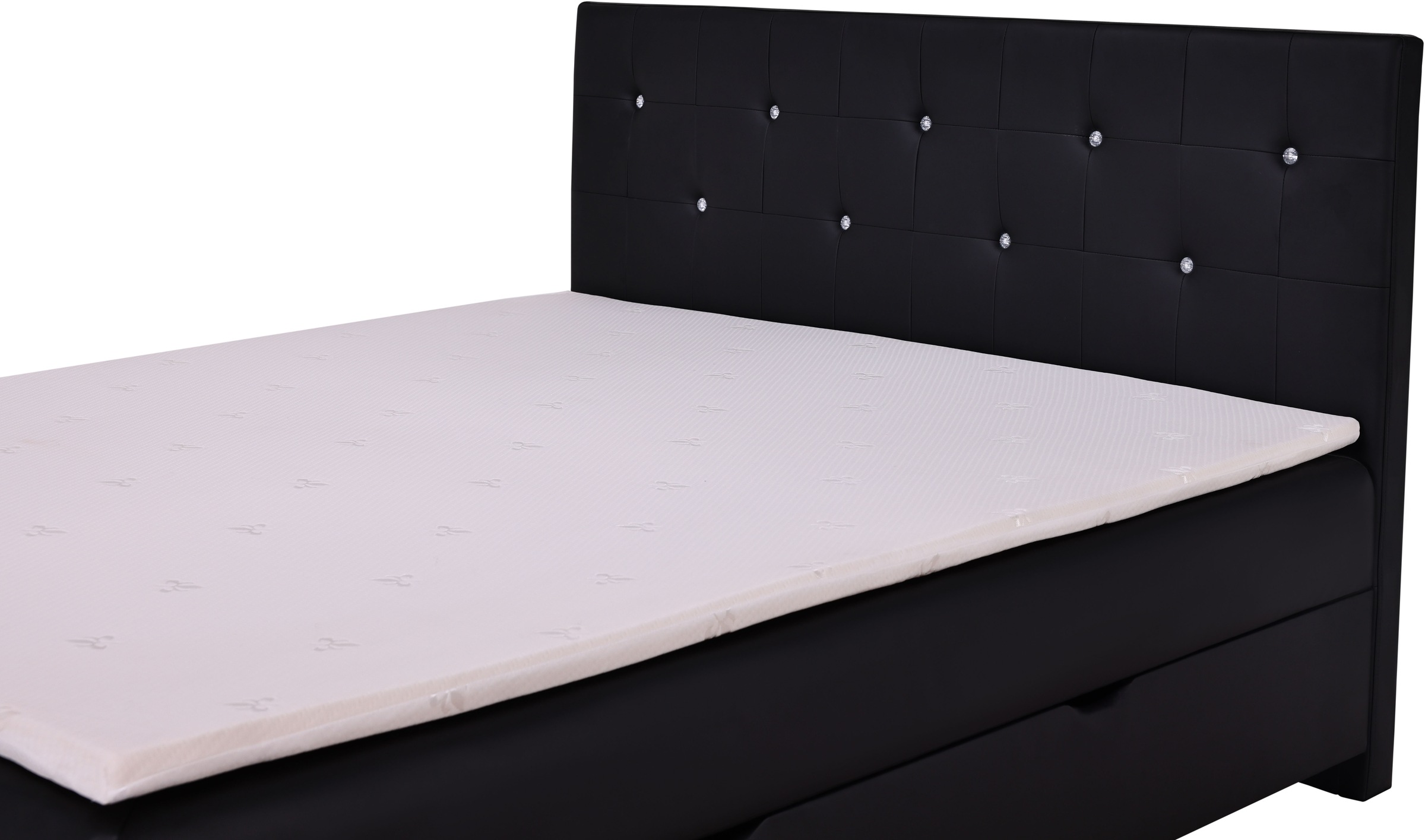 Home affaire Lit de boxe »Big Noux aus schwarzem Kunstleder mit Kristallsteinen im Kopfteil« inkl. Bettkasten, erhältlich in der Grösse 180x200cm