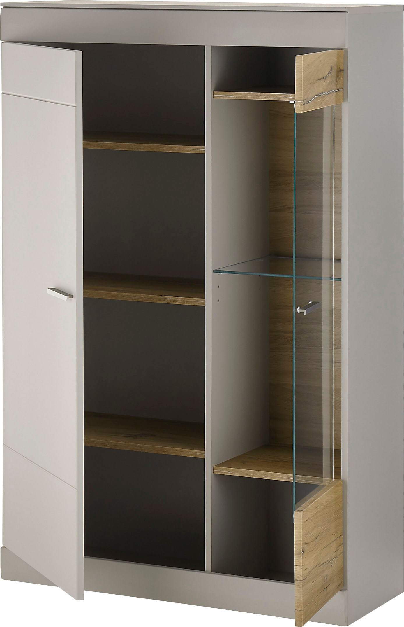 INOSIGN Vitrine »SCARA«, mit Applikation Zinneiche Dekor, Breite 90 cm, mit Softclose-Funktion