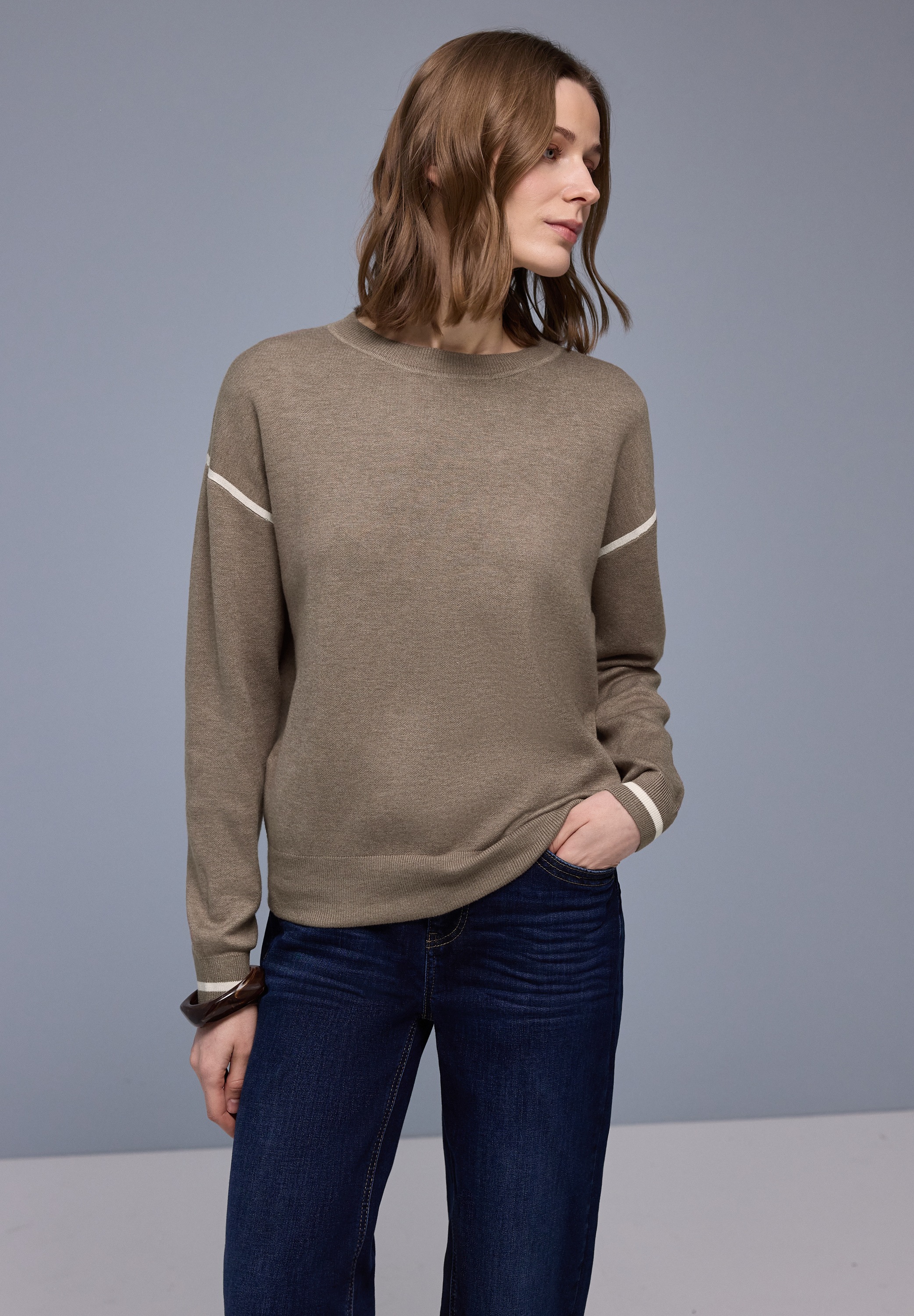 Image of STREET ONE Strickpullover mit Kontrastdetails