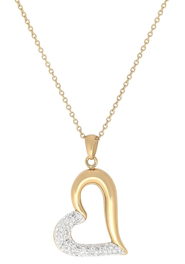 Image of Firetti Herzkette »funkelndes Herz in asymmetrischer Form, bicolor«, mit Kristallsteinen bei Ackermann Versand Schweiz