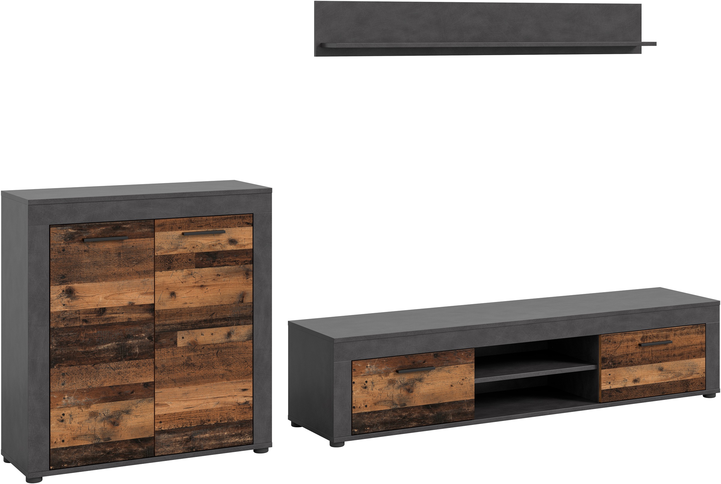 Image of GOODproduct Wohnwand "AOSTA, Breite 255cm, 3-teilige Wohn-Kombination" bestehend aus: Highboard, Lowboard, Wandboard, 3 Stk. tlg.