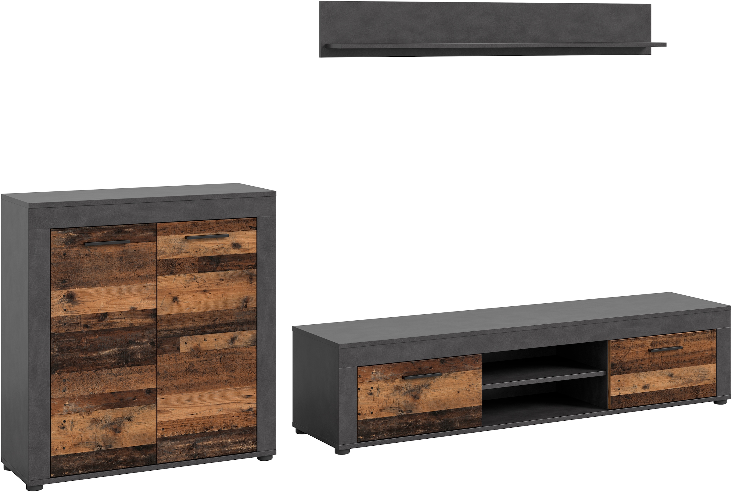 Image of Home affaire Wohnwand "AOSTA, Breite 255cm, 3-teilige Wohn-Kombination" bestehend aus: Highboard, Lowboard, Wandboard, 3 Stk. tlg.